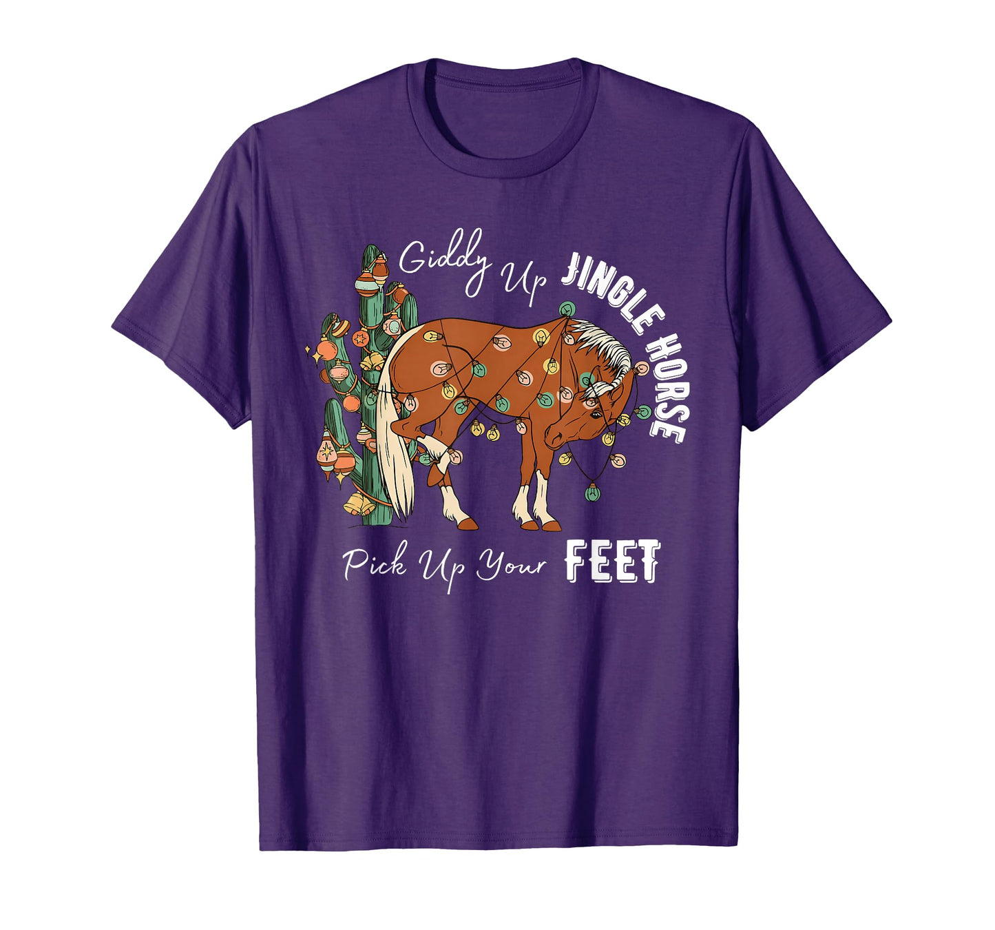 Giddy Up Jingle Horse Pick Up Your Feet Western Christmas T-Shirt