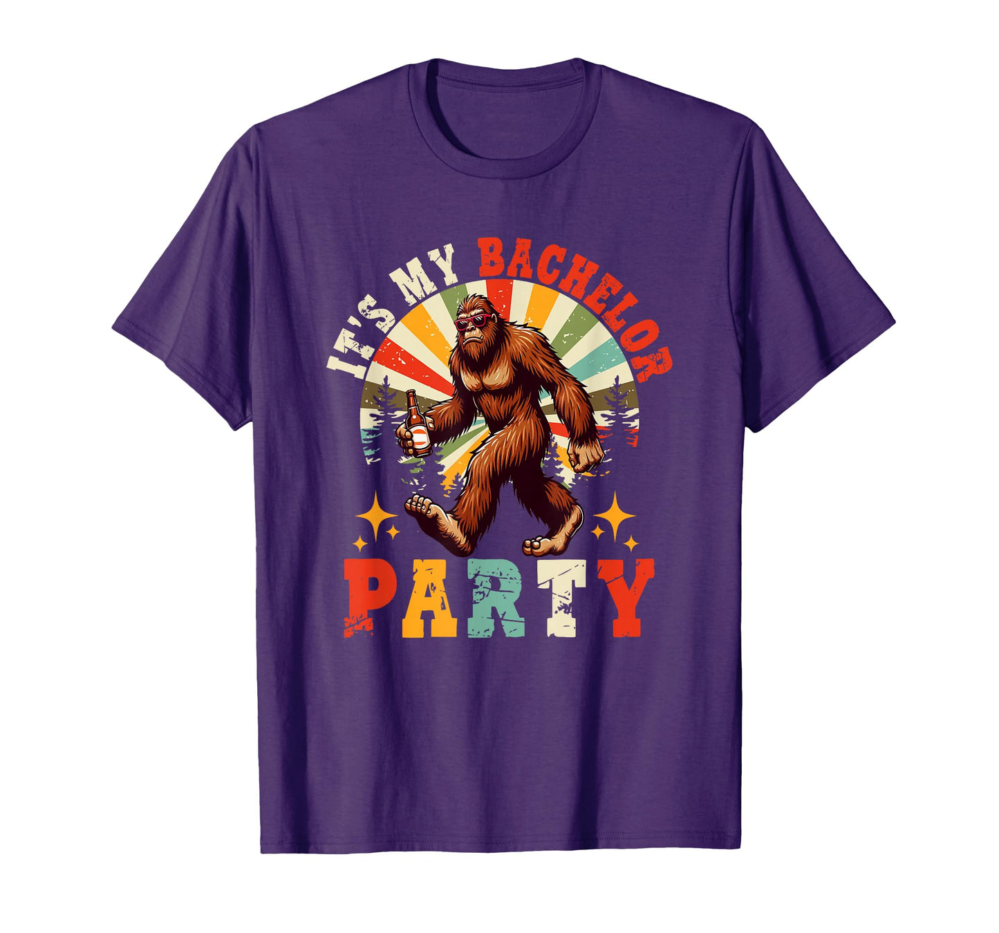 Vintage Retro It's My Bachelor Funny Party Beer Bigfoot T-Shirt