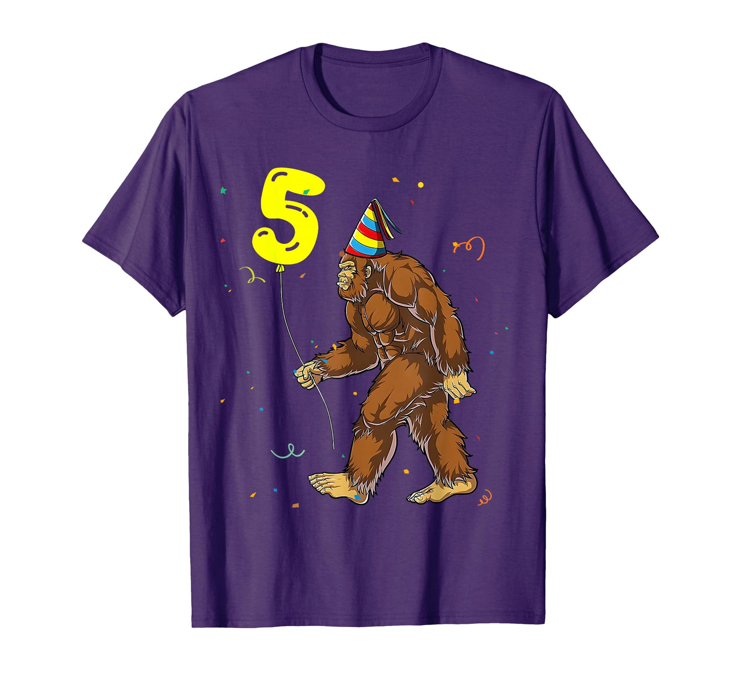 Funny Bigfoot 5th Birthday Party Sasquatch Boy Girl Kids T-Shirt