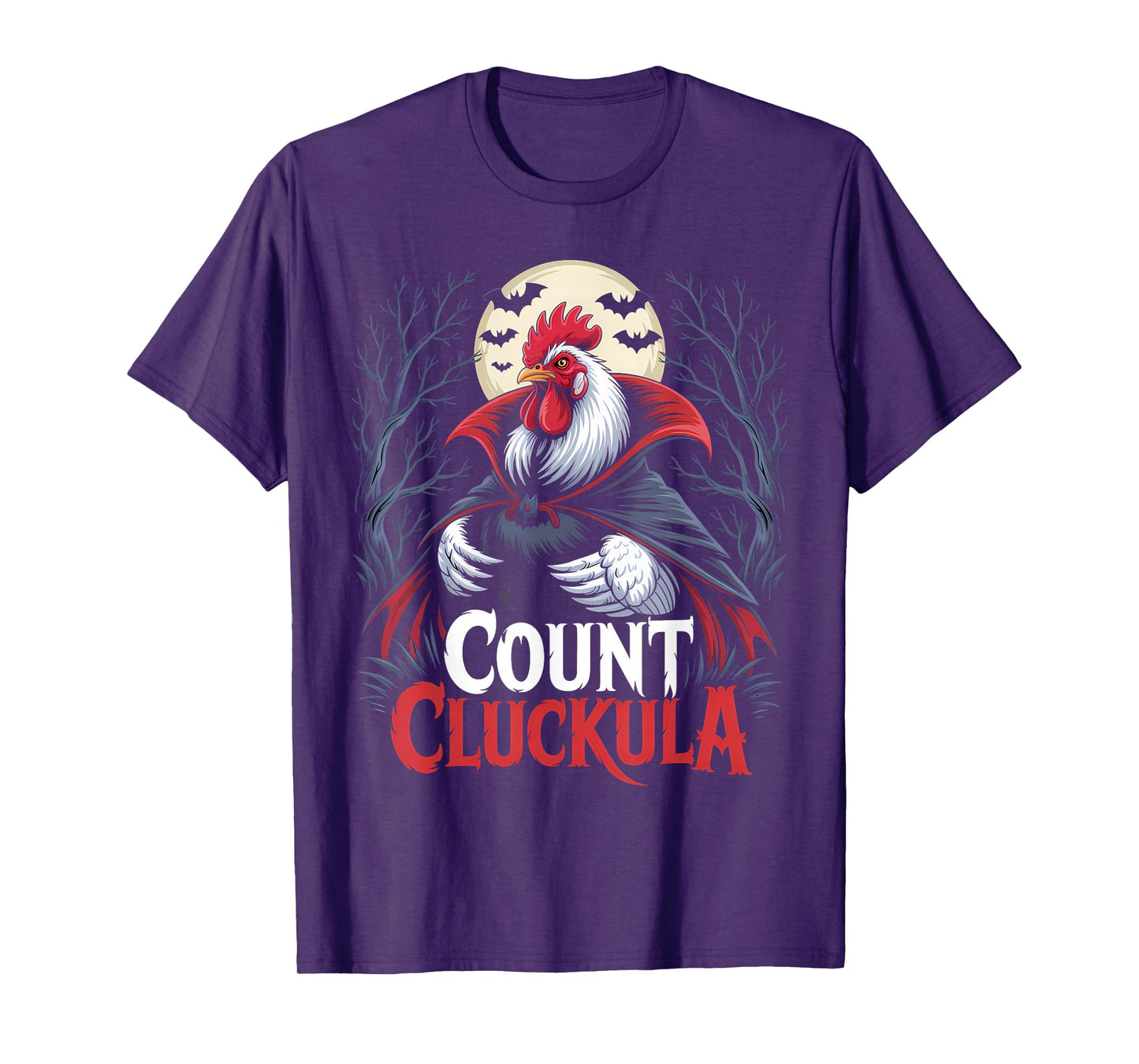 Rooster Count Cluckula Funny Halloween Vampire Farm Chicken T-Shirt