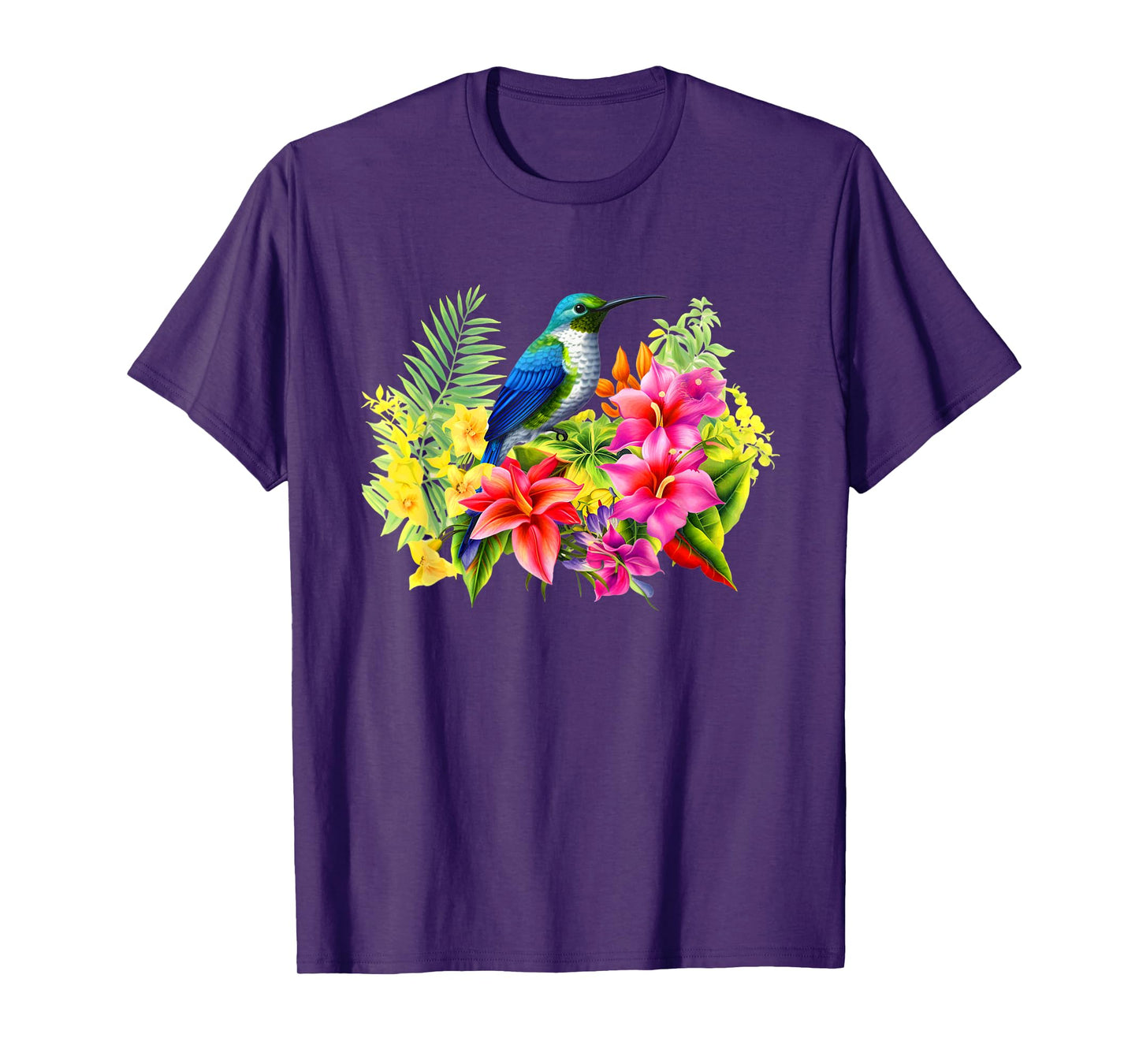 Backyard Birds Watching Watchers Birding Floral Hummingbird T-Shirt
