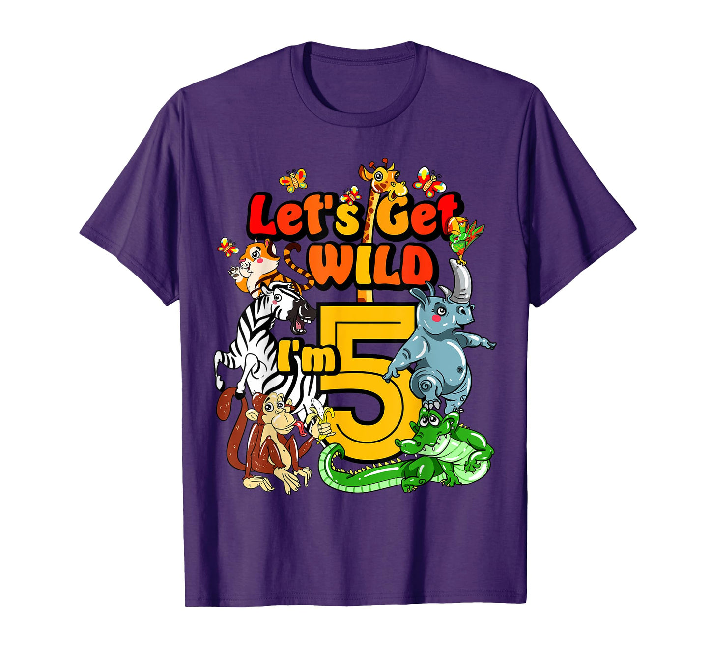 Kids 5 Year Old Zoo Birthday Shirt Safari Jungle Animal 5th T-Shirt