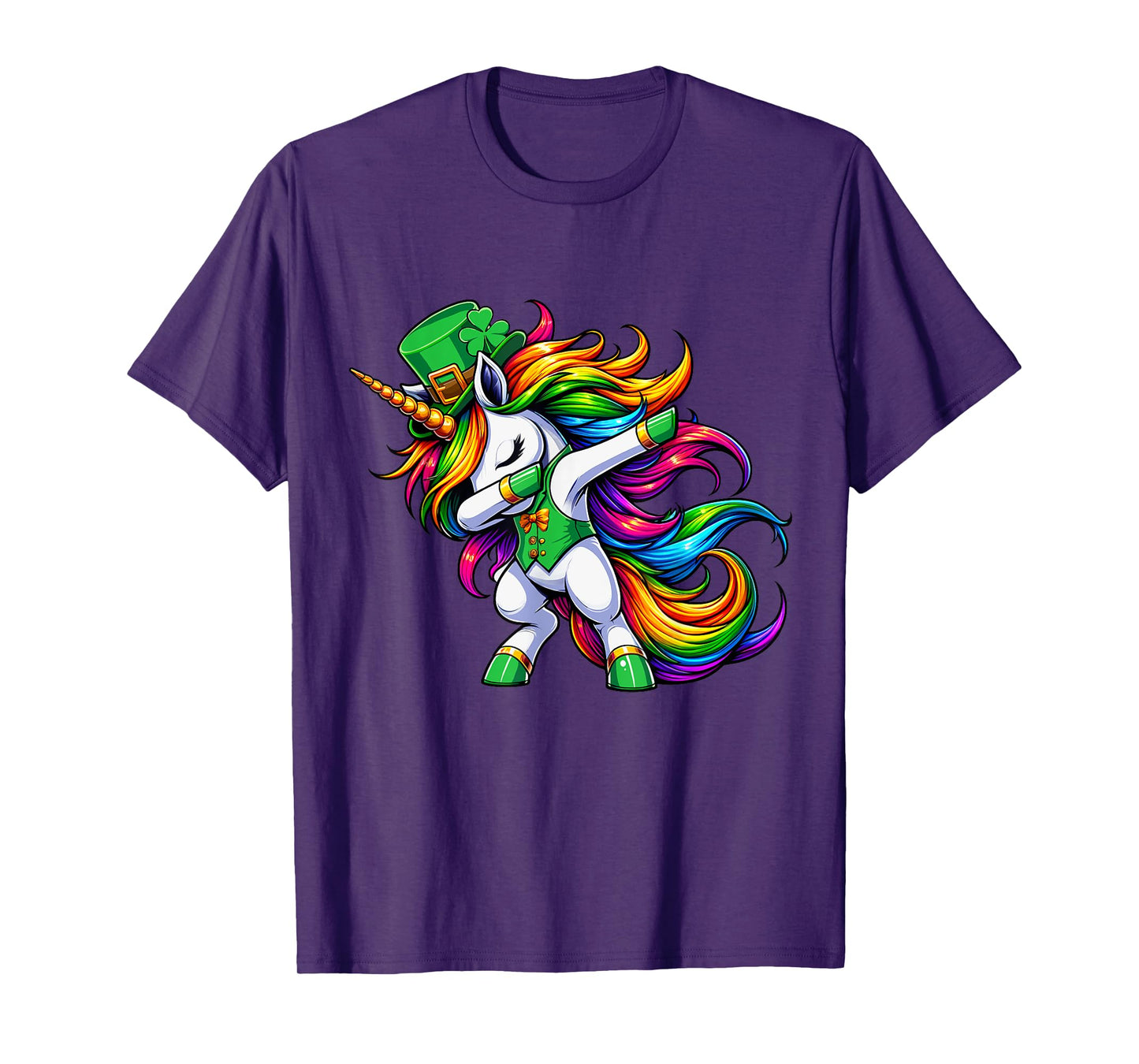 St Patricks Day Girls Women Boys Dabbing Unicorn Leprechaun T-Shirt