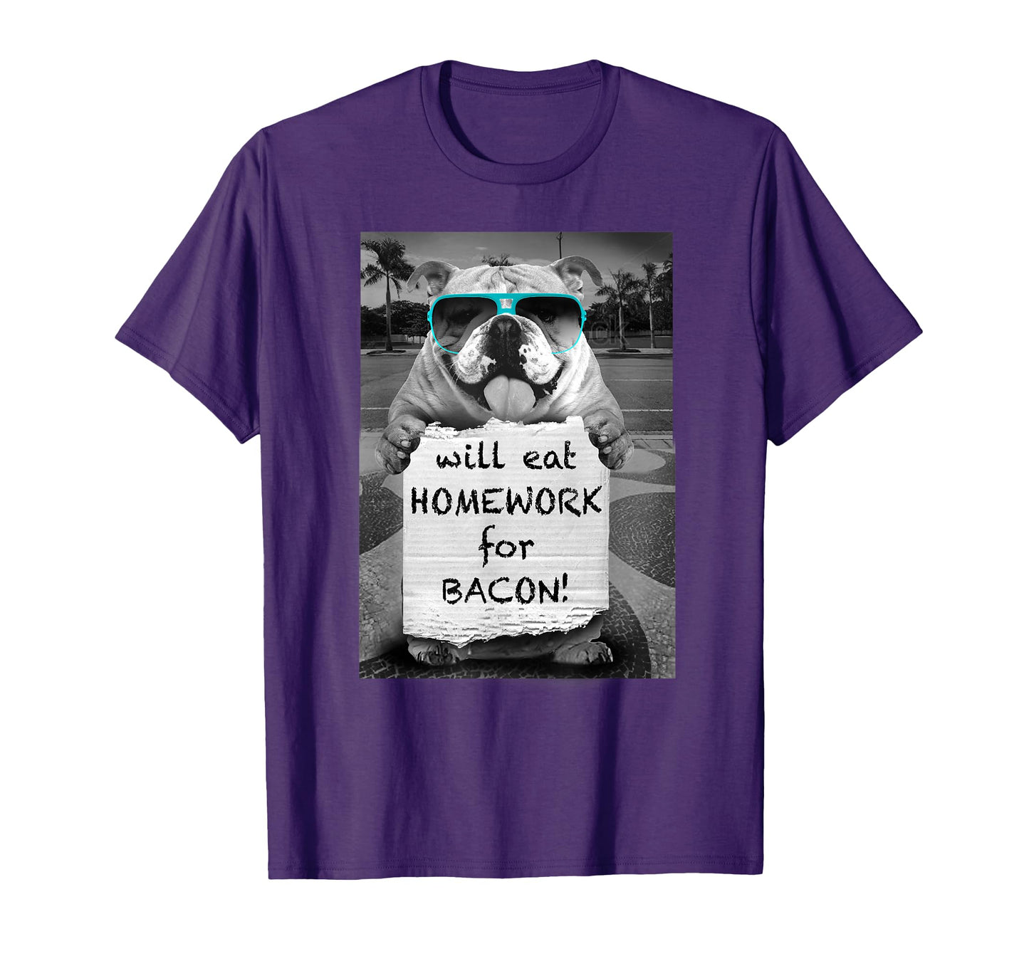 Trendy Graphic Bulldog Will Eat Homework For Bacon! T-Shirt