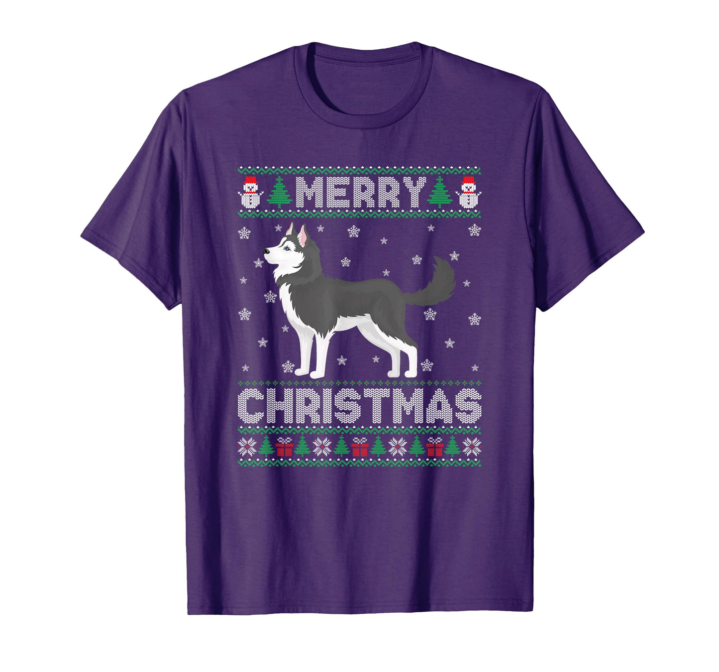 Siberian Husky Dog Men Women Kids Ugly Christmas Sweater T-Shirt
