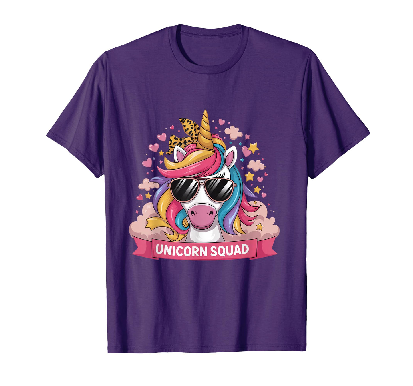 Unicorn Squad - Graceful Unicorn with leopard Bandana Cute T-Shirt