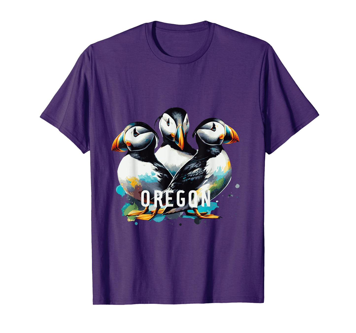 Oregon Puffins Cute birds water color T-Shirt