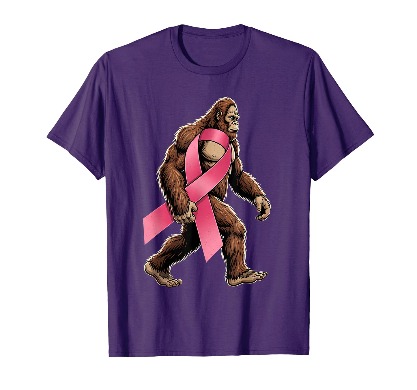 Bigfoot Sasquatch Breast Cancer Pink Ribbon Support Men Boy T-Shirt