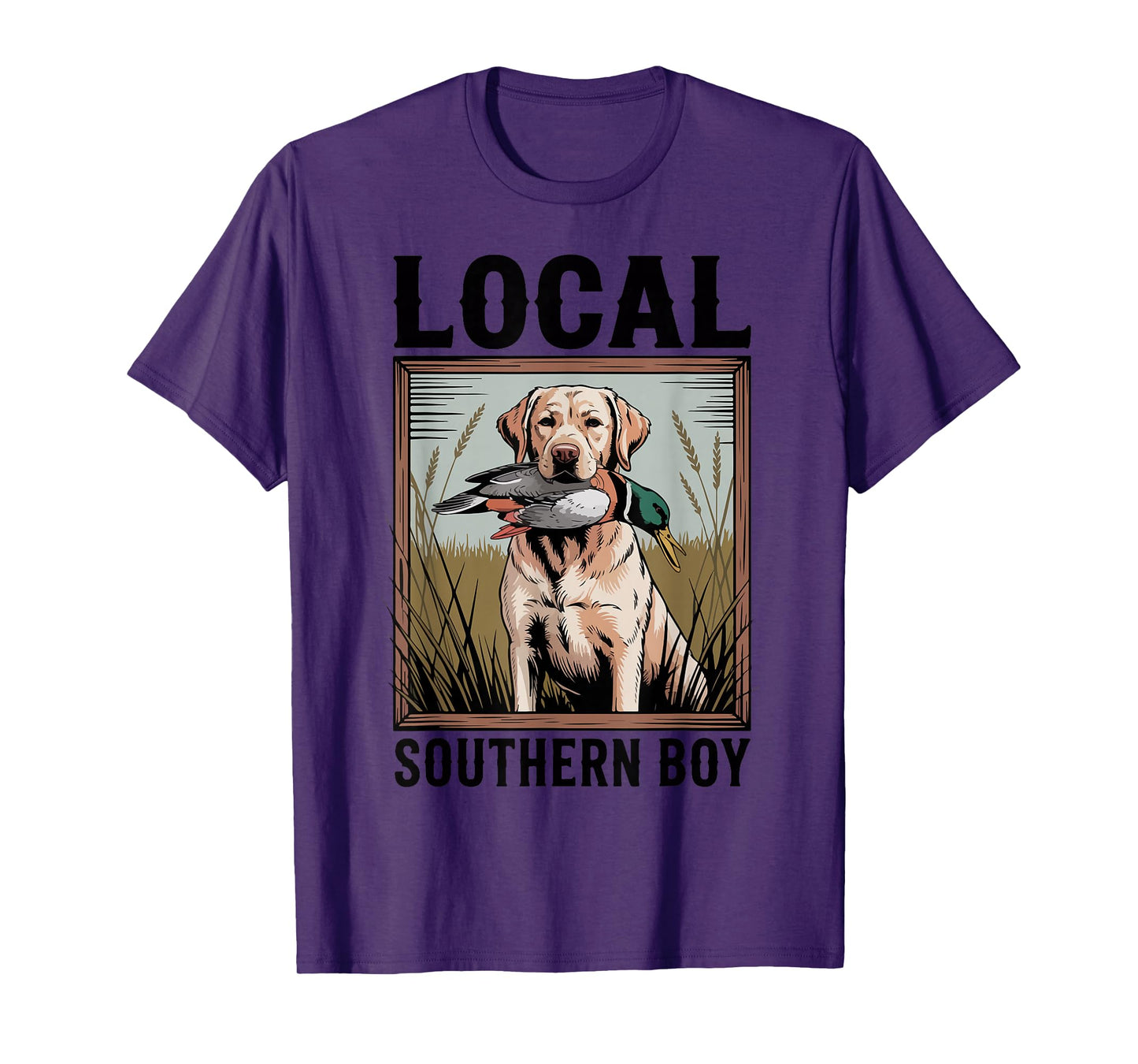 Local Southern Boy Yellow Lab Mallard Duck Hunting Dog Funny T-Shirt