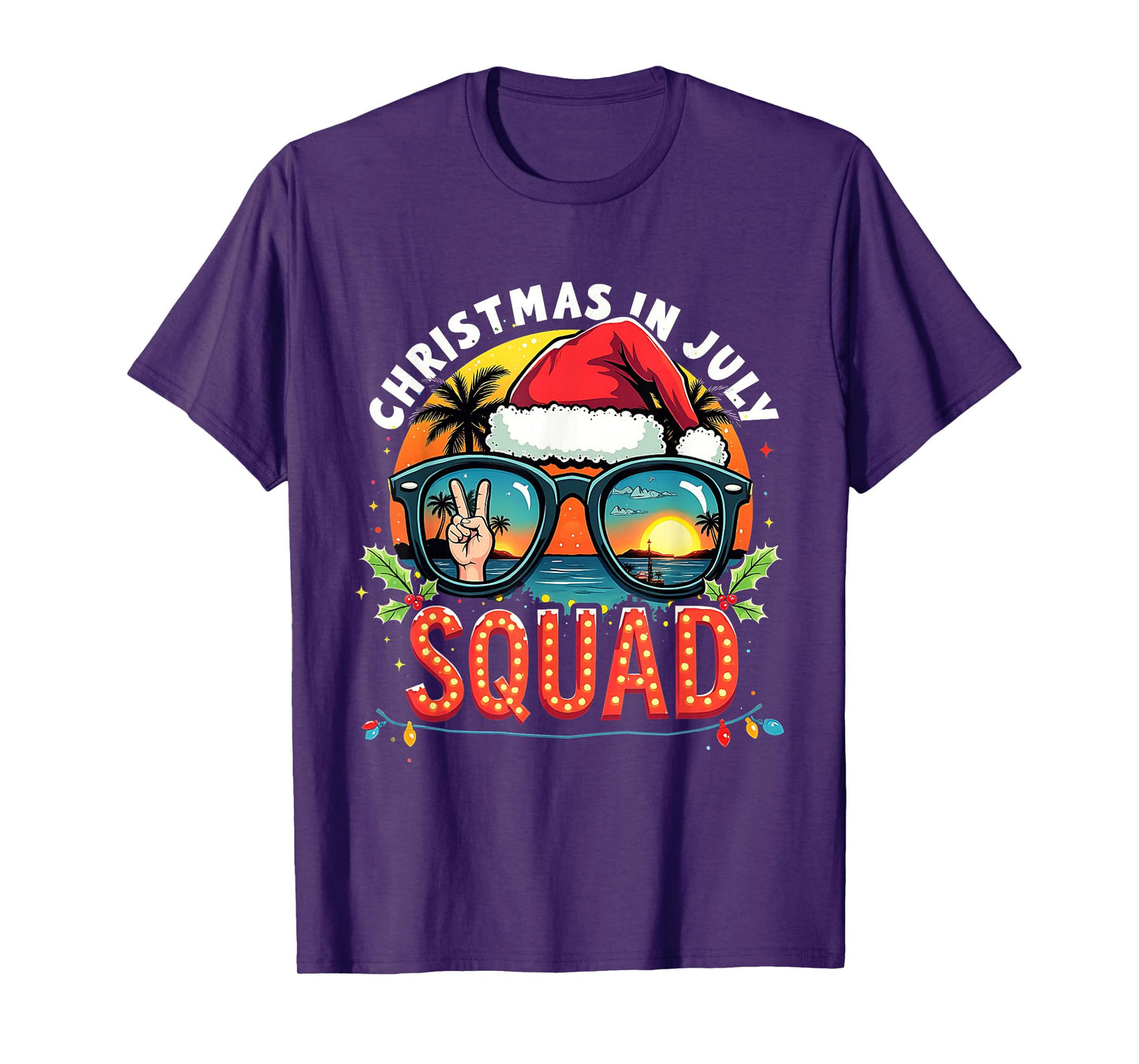 Funny Santa Summer Reindeers Christmas In July Squad T-Shirt