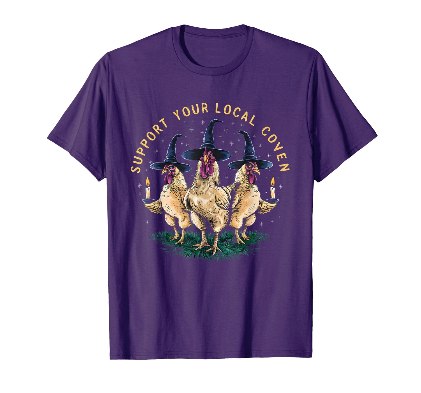 Support Your Local Coven Funny Farm Witch Chicken Halloween T-Shirt