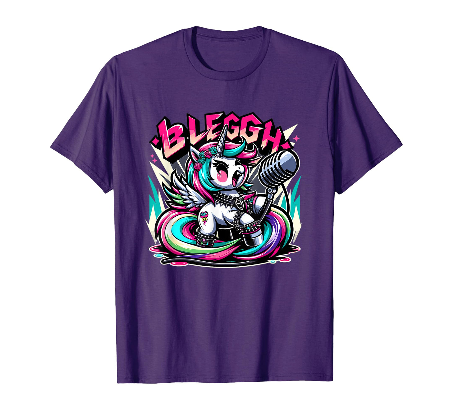 Blegh - Metalcore Unicorn Screaming Into a Microphone T-Shirt