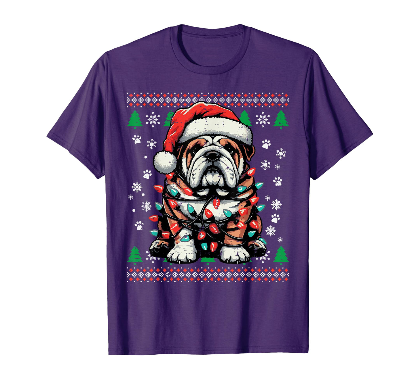 Christmas Dog English Bulldog Santa Ugly Xmas Men Women Kids T-Shirt