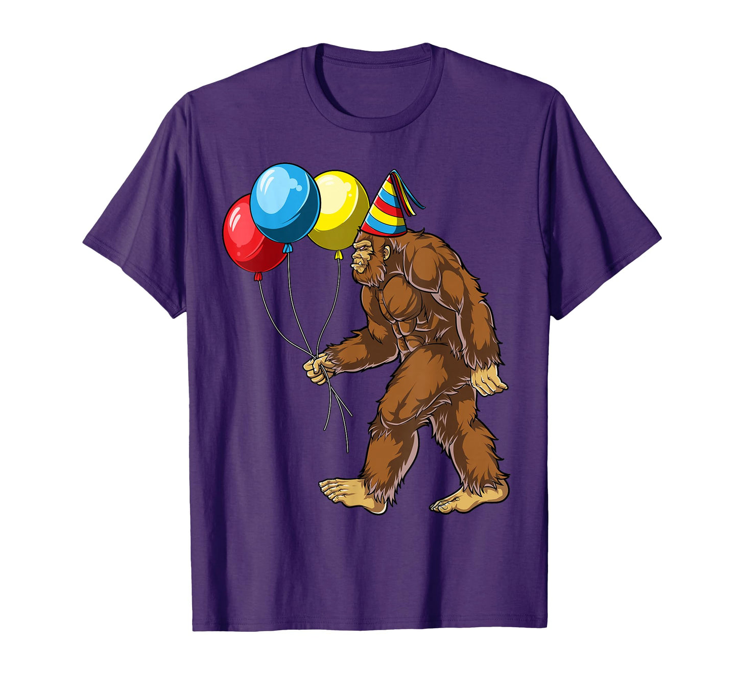 Bigfoot It's My Birthday Party Hat Balloons Boys Sasquatch T-Shirt