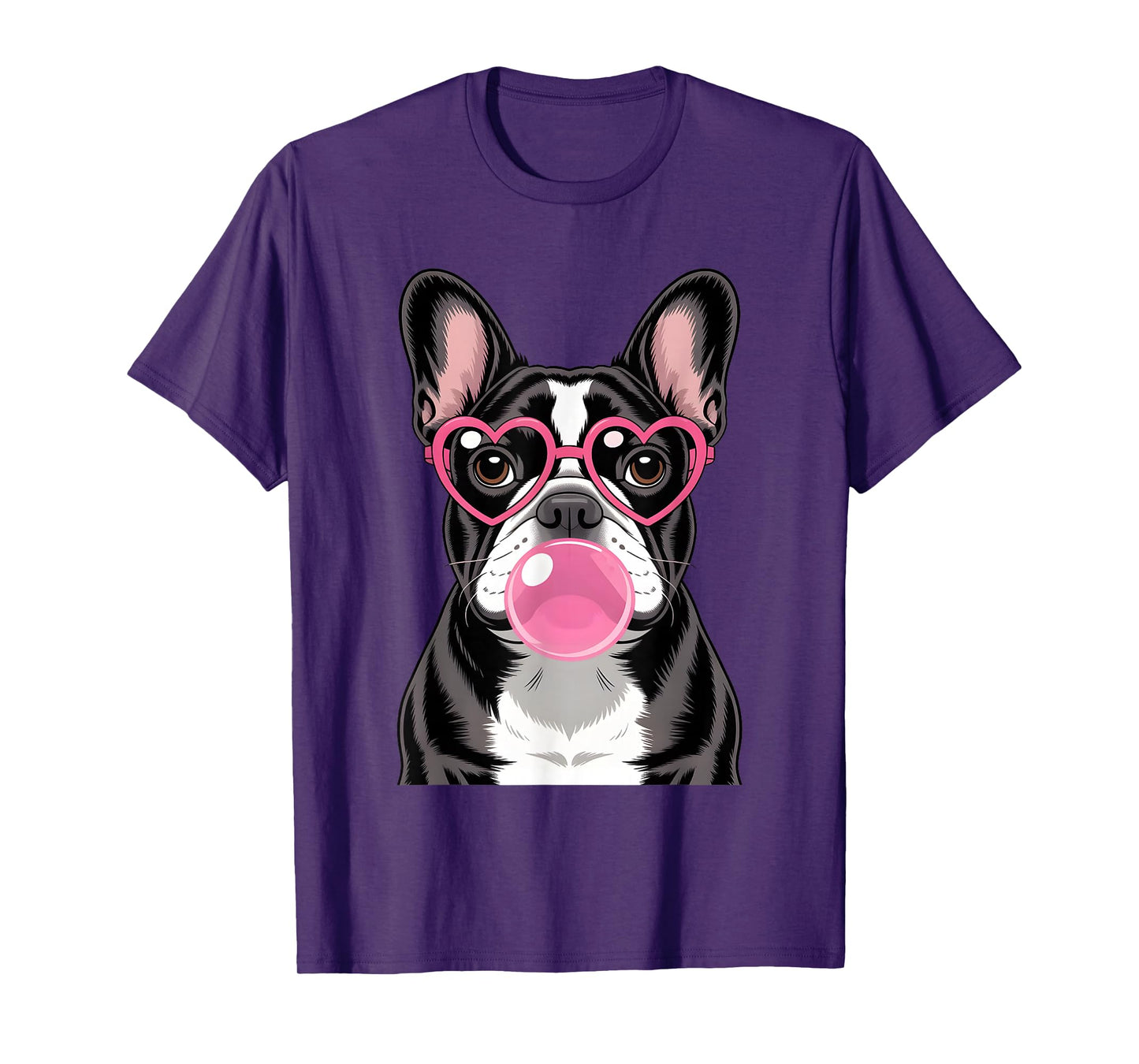 French Bulldog Bubblegum Tee Cute Pink Heart Dog Graphic T-Shirt
