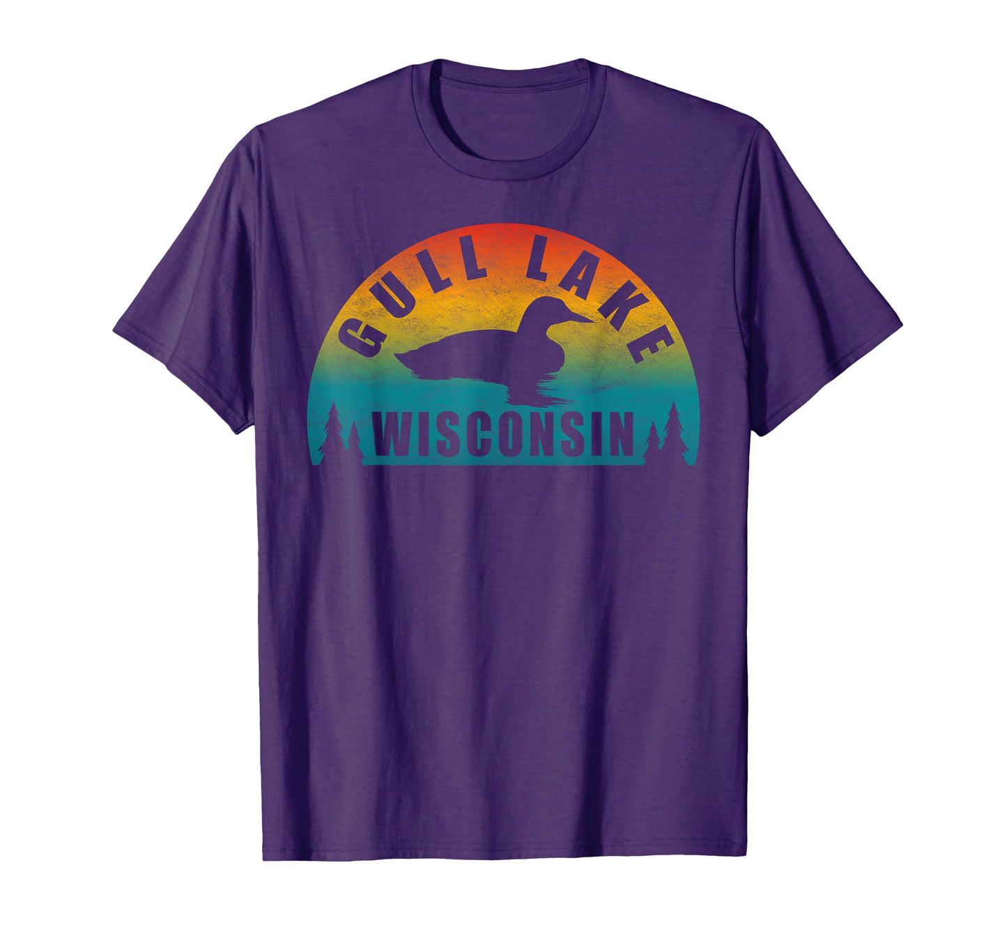 Gull Lake Northern Wisconsin Sunset Loon T-Shirt