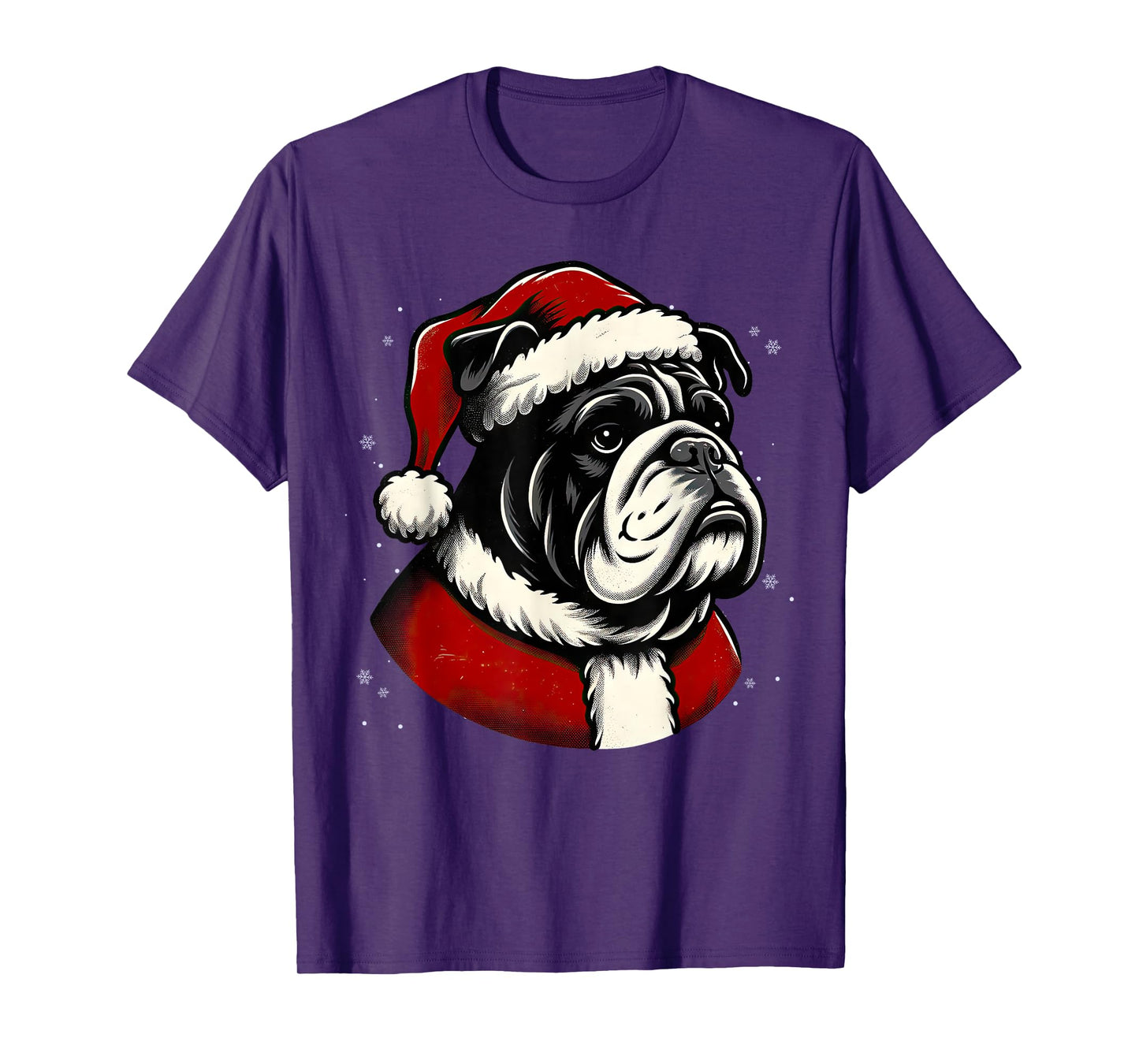 Bulldog Santa Christmas Tree Lights Ugly Pajama Dog Lover T-Shirt
