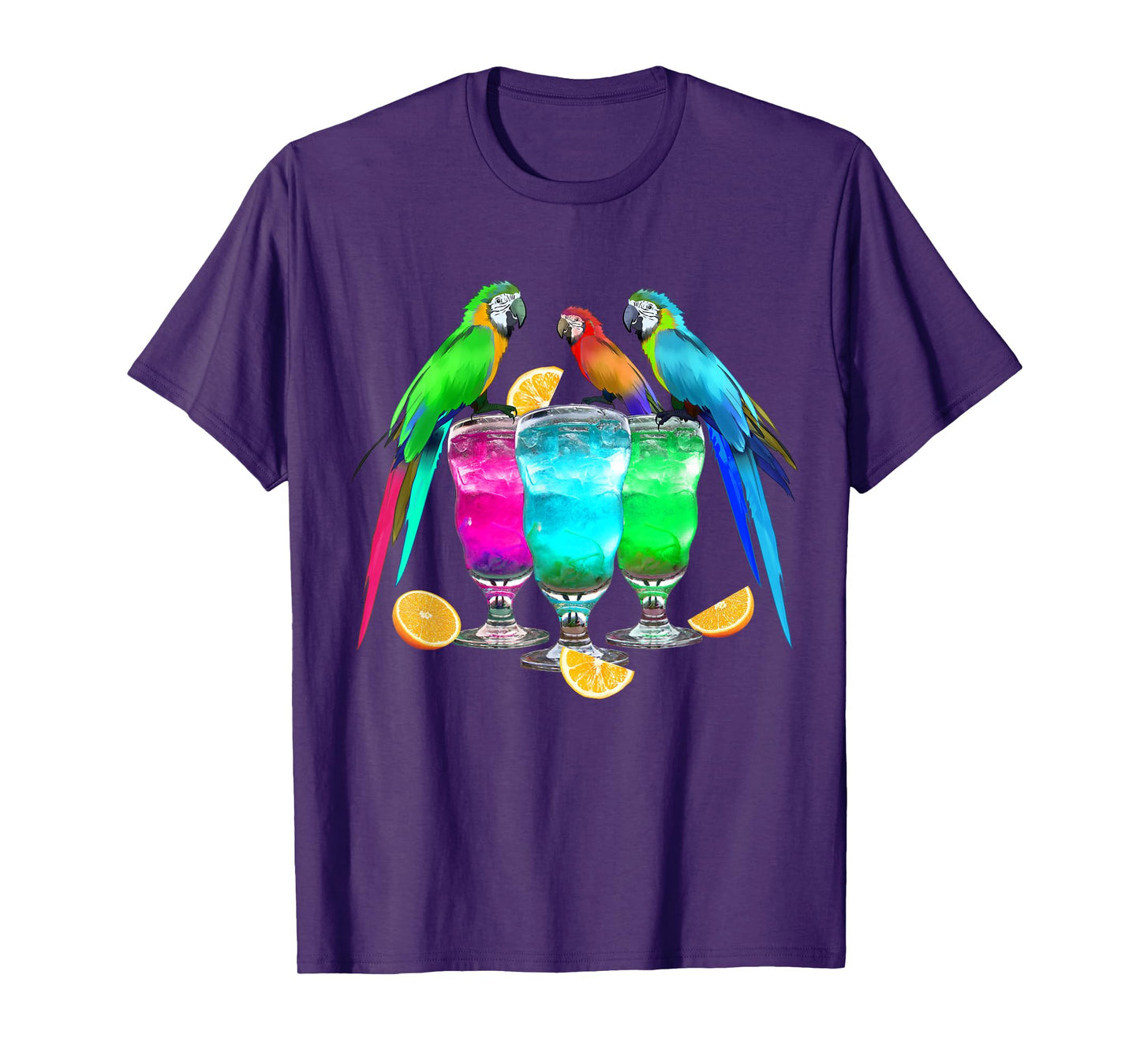 Parrots Drinking Margarita Tropical Birds Vacation Hawaiian T-Shirt