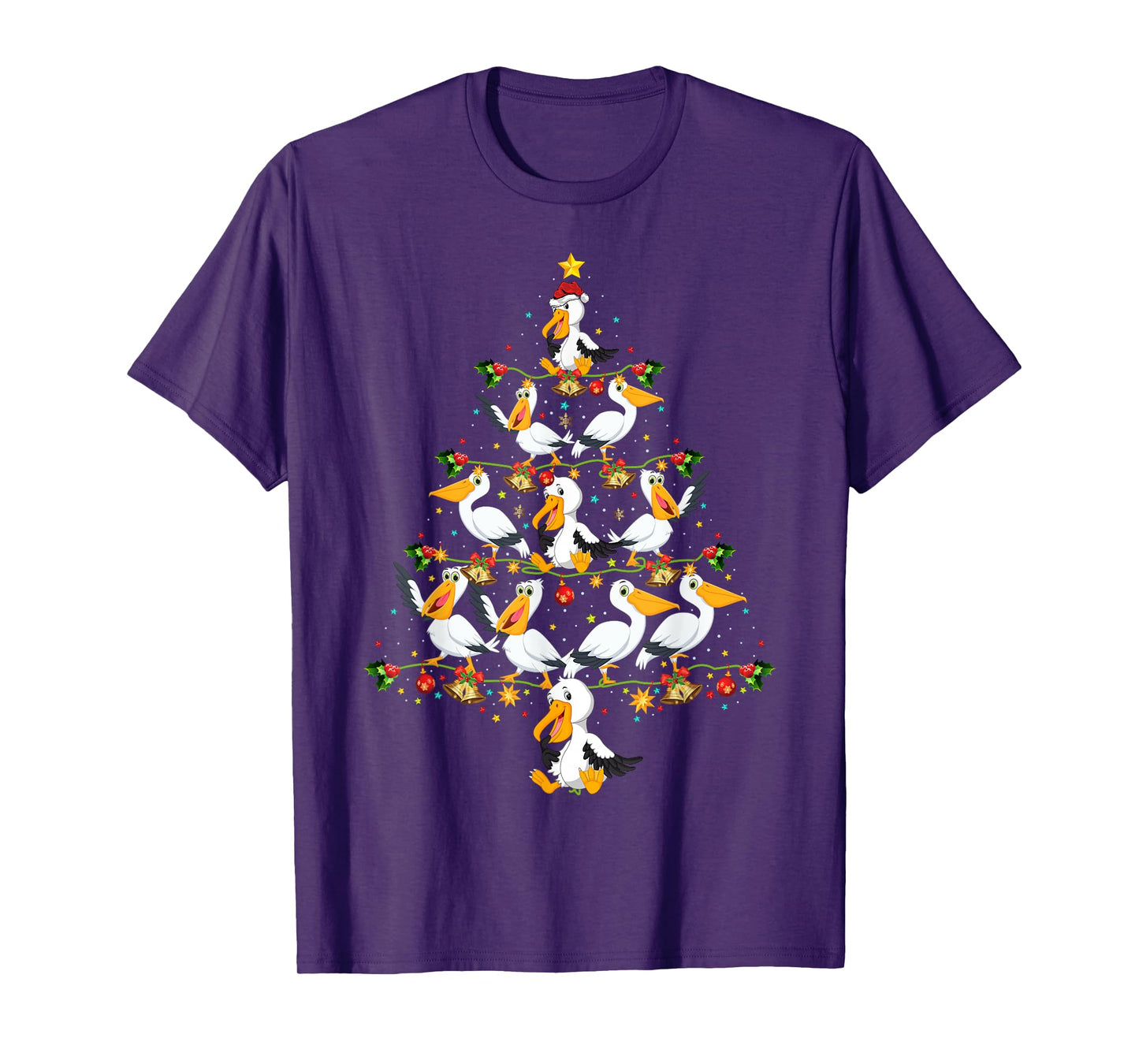 Funny Pelican Birds Lover Xmas Gift Pelican Christmas Tree T-Shirt