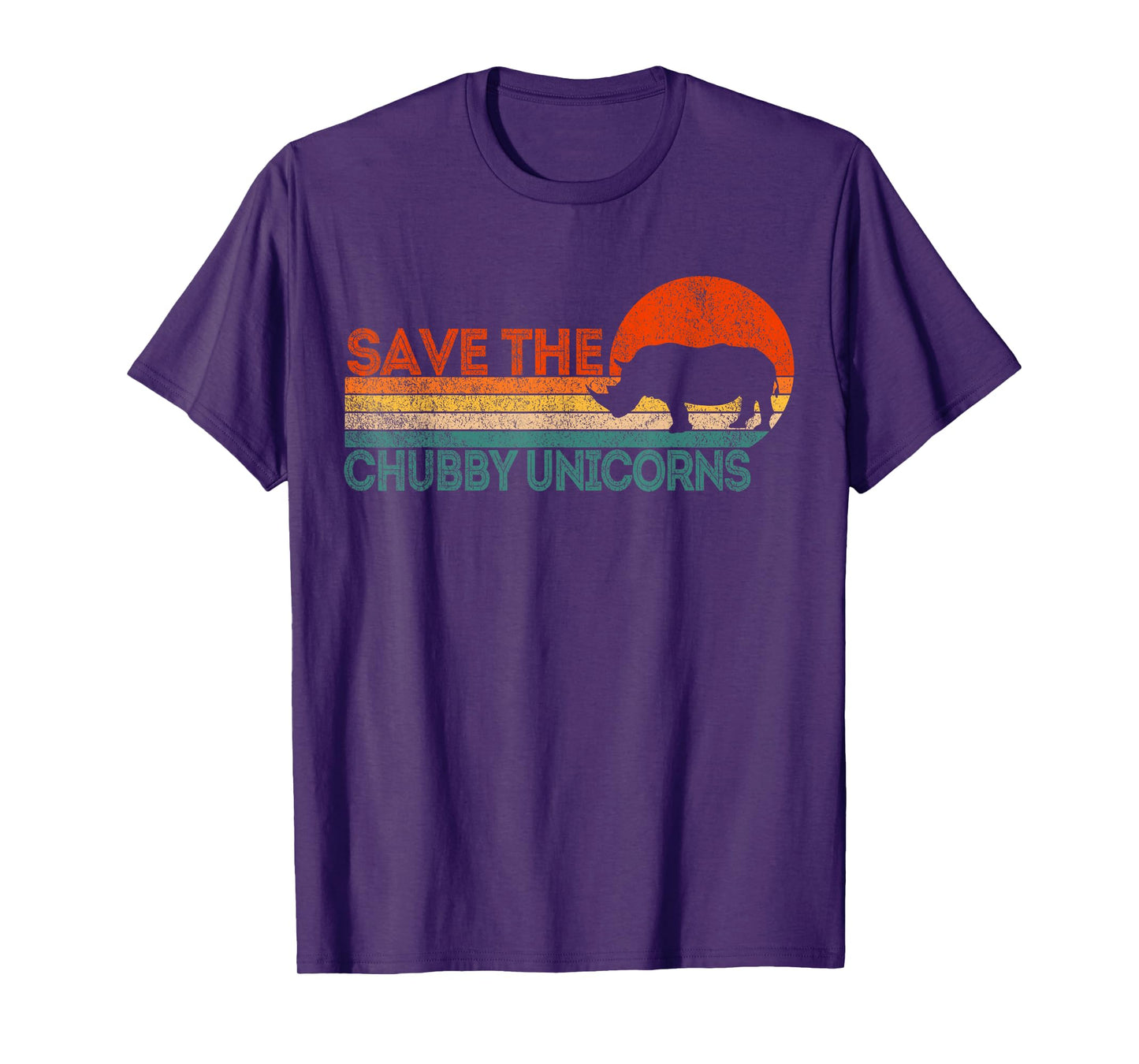 Save The Chubby Unicorns Funny Rhino Chubby Unicorn Retro T-Shirt