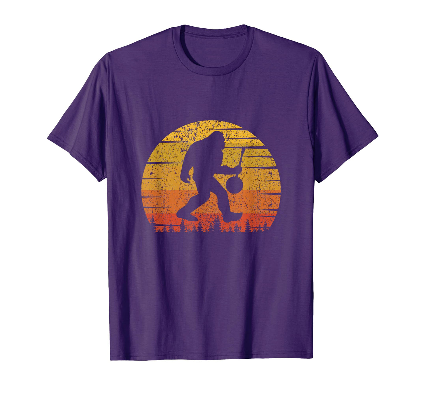 Vintage Retro Sunset Funny Bigfoot Banjo Player T-Shirt