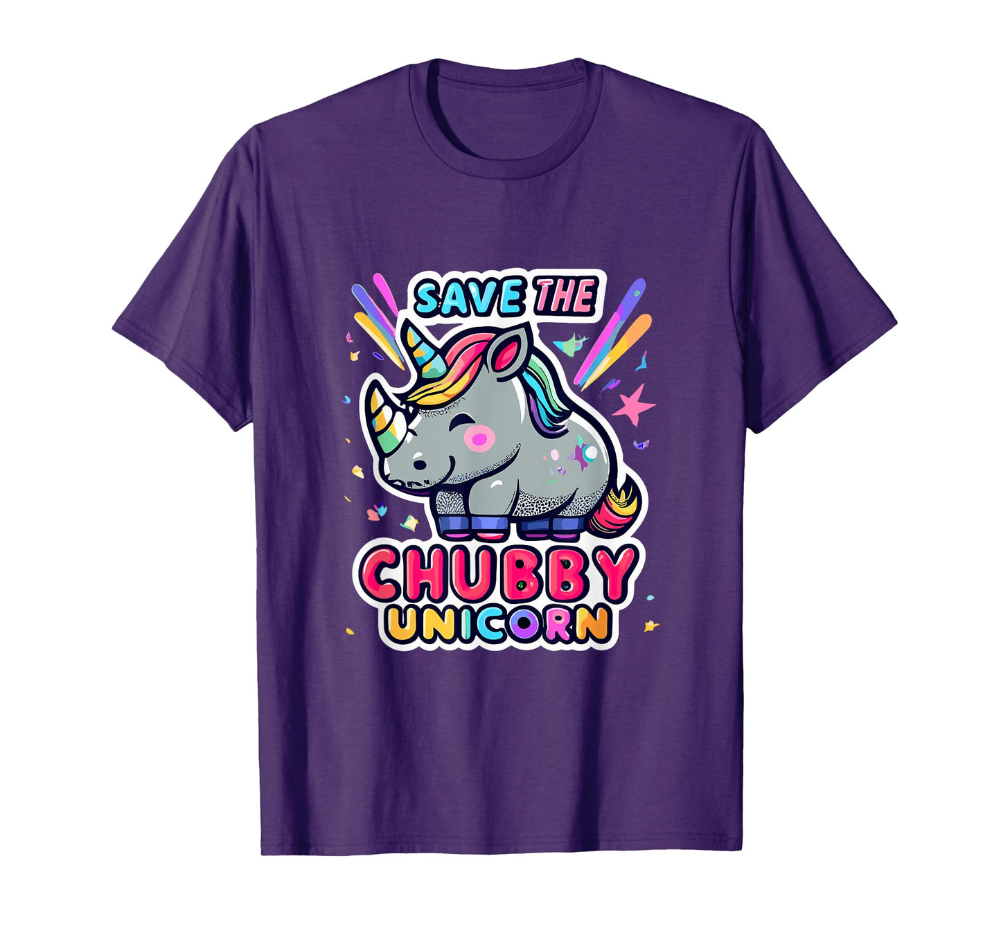Save Chubby Unicorn Rhino Rainbow Animal Rights Conservation T-Shirt