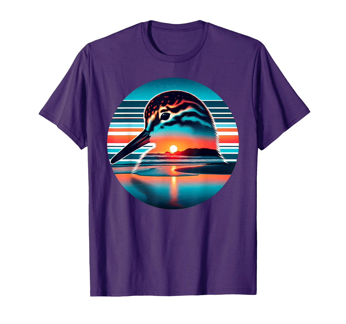 Sandpiper Bird Sunset Retro Style Safari Vintage 70s T-Shirt