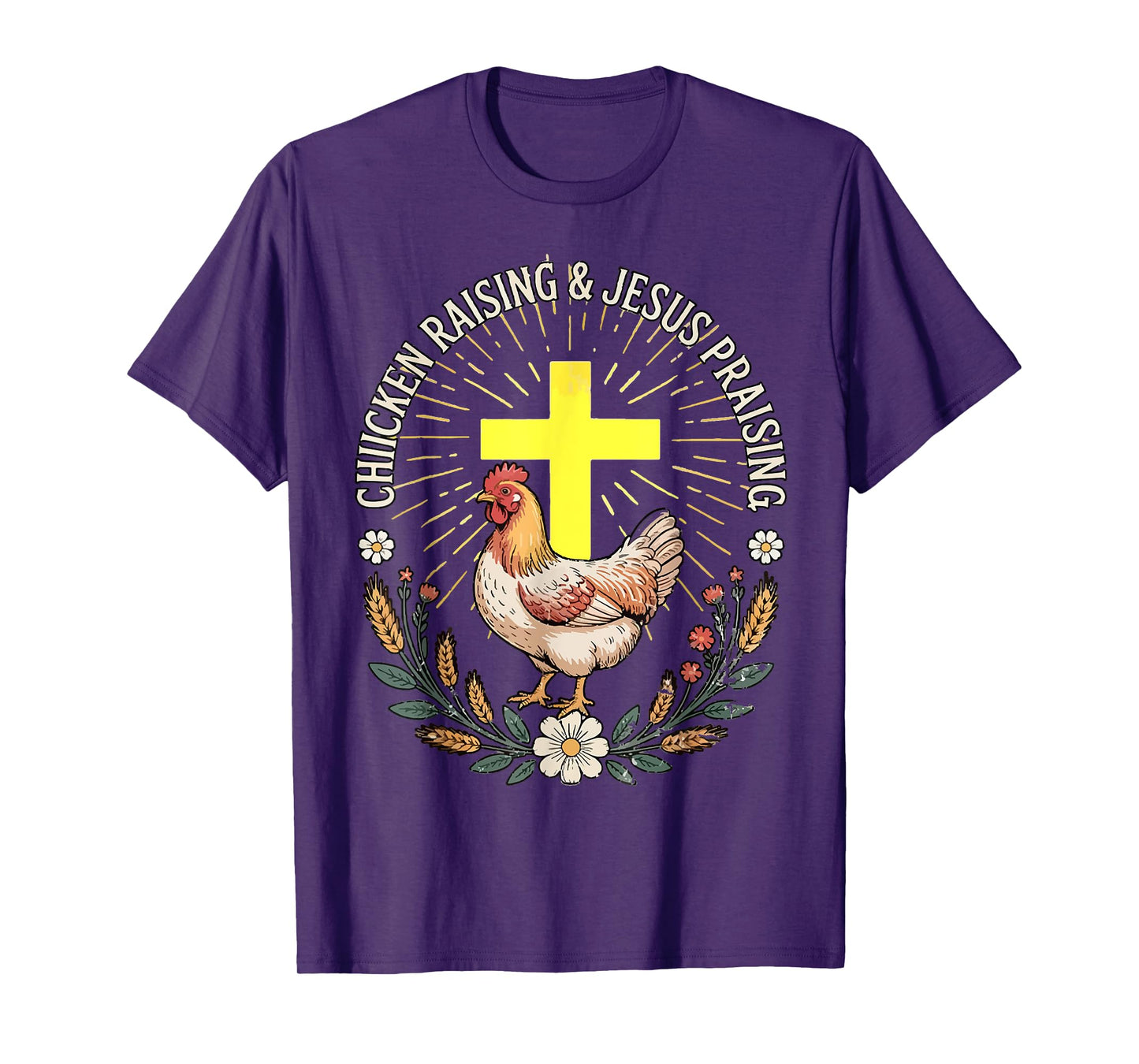 Jesus Prasing And Chicken Raising Funny Faith Farm Girls T-Shirt