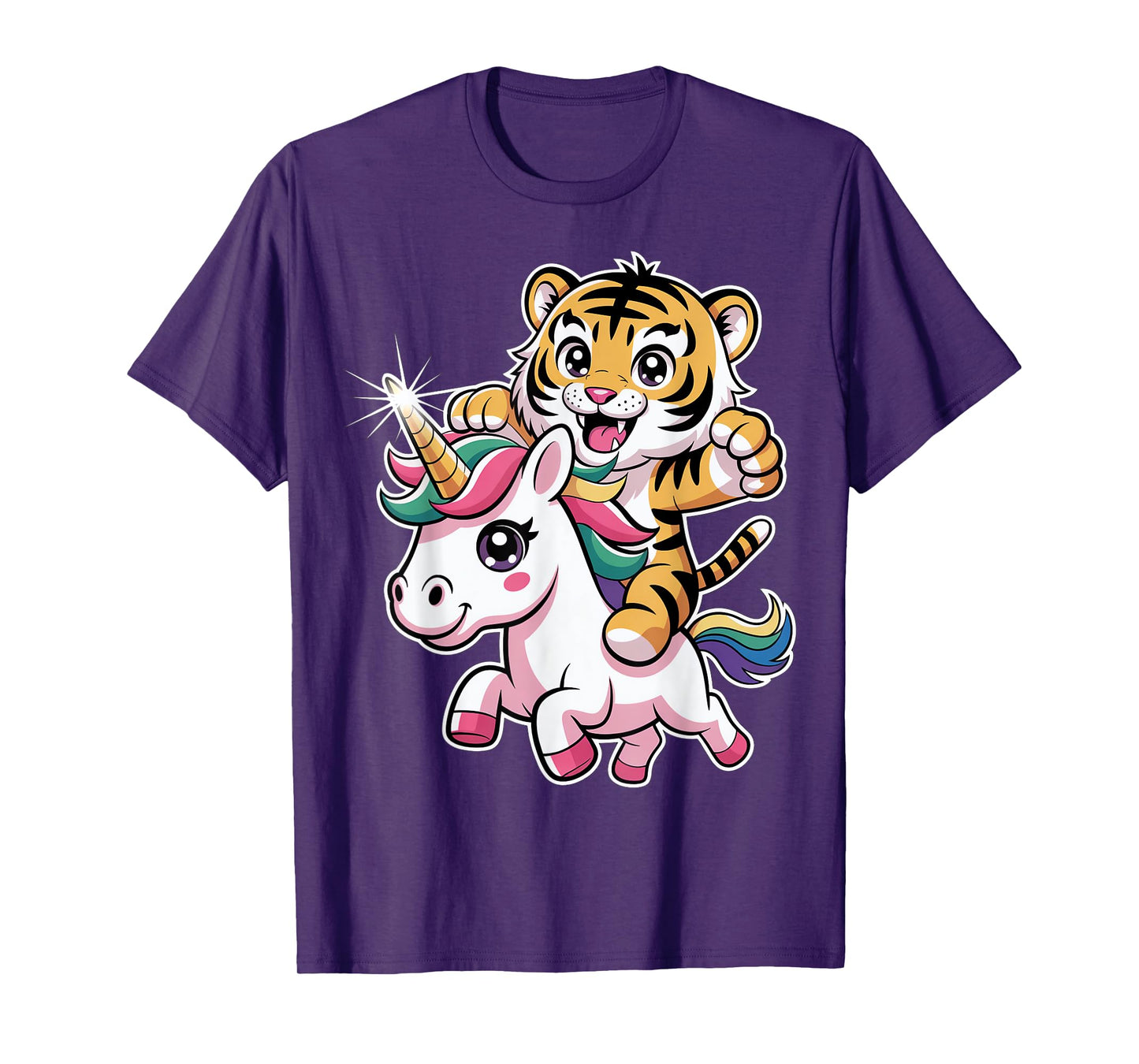Cute Unicorn and Tiger Friendship T-Shirt