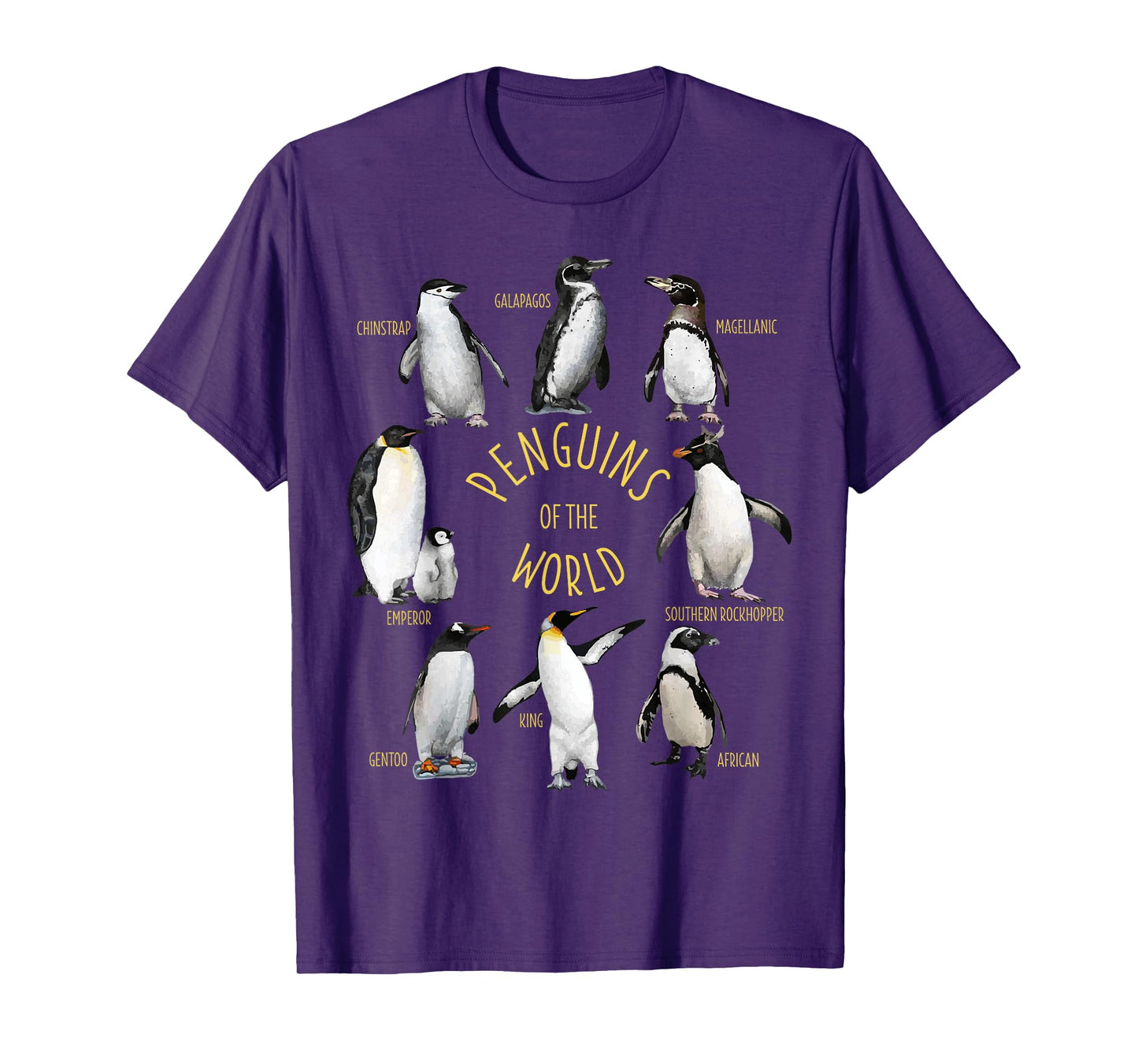 All Types Of Penguins Of The World Funny Penguin Lover Gift T-Shirt