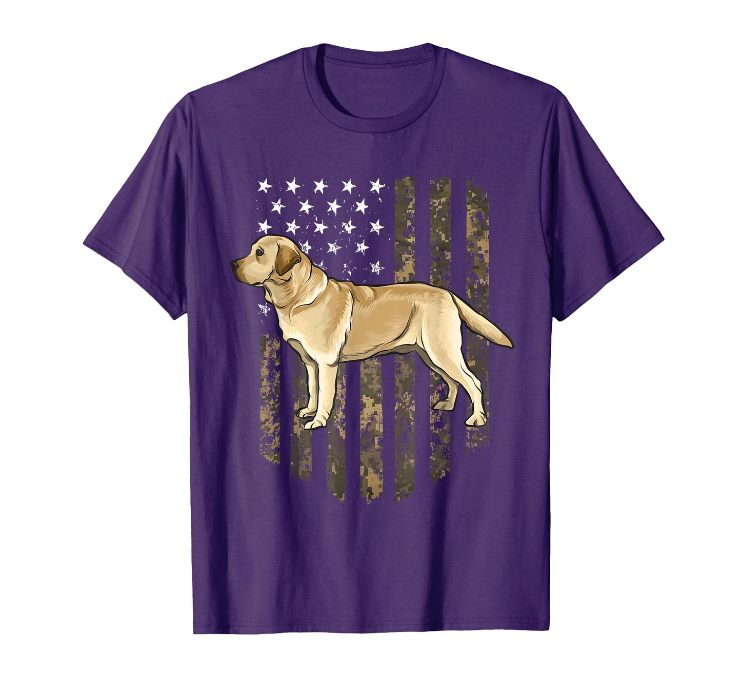 Camo American Flag Yellow Labrador Retriever 4th Of July USA T-Shirt