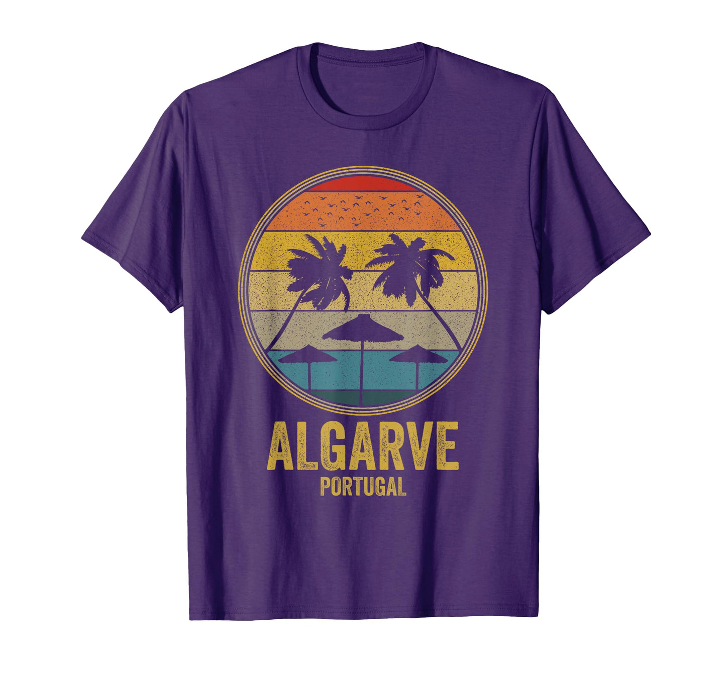 Algarve Portugal Retro Vintage Sunset 80s Beach Distressed Men Women T-Shirt
