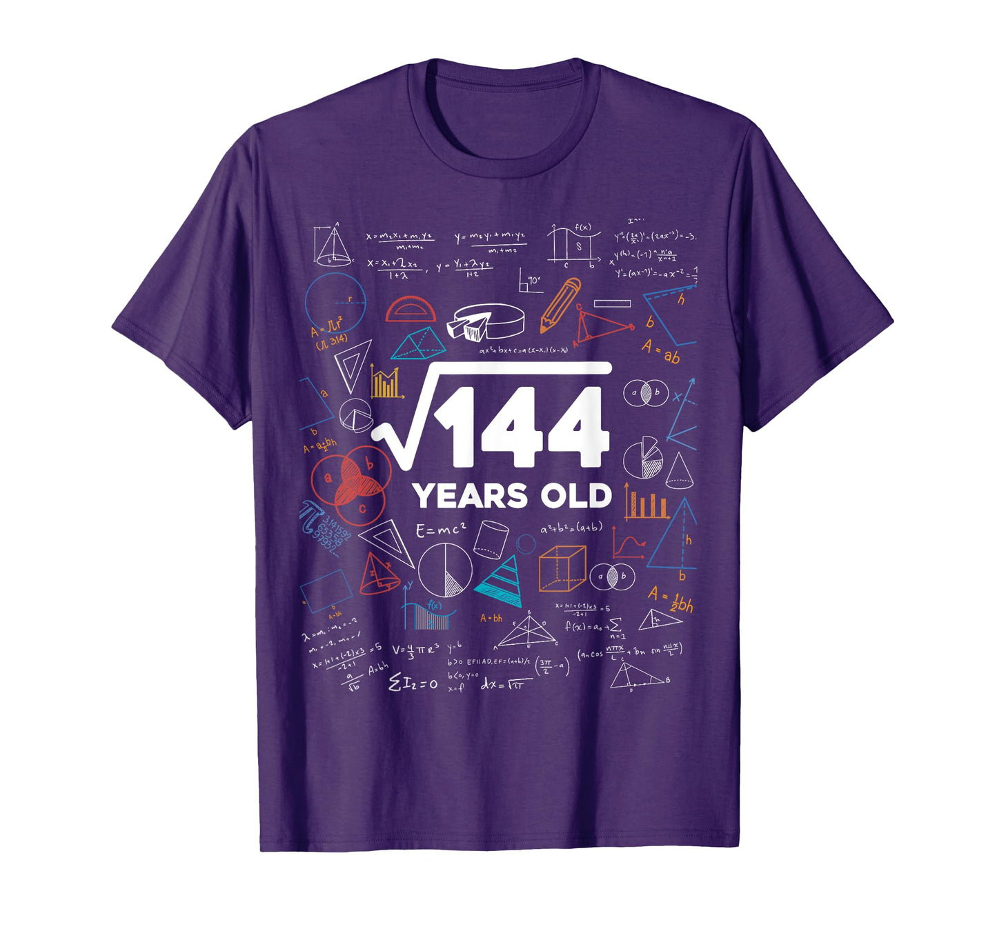 Square Root Of 144 12th Birthday Math Lover 12 Year Old Bday T-Shirt