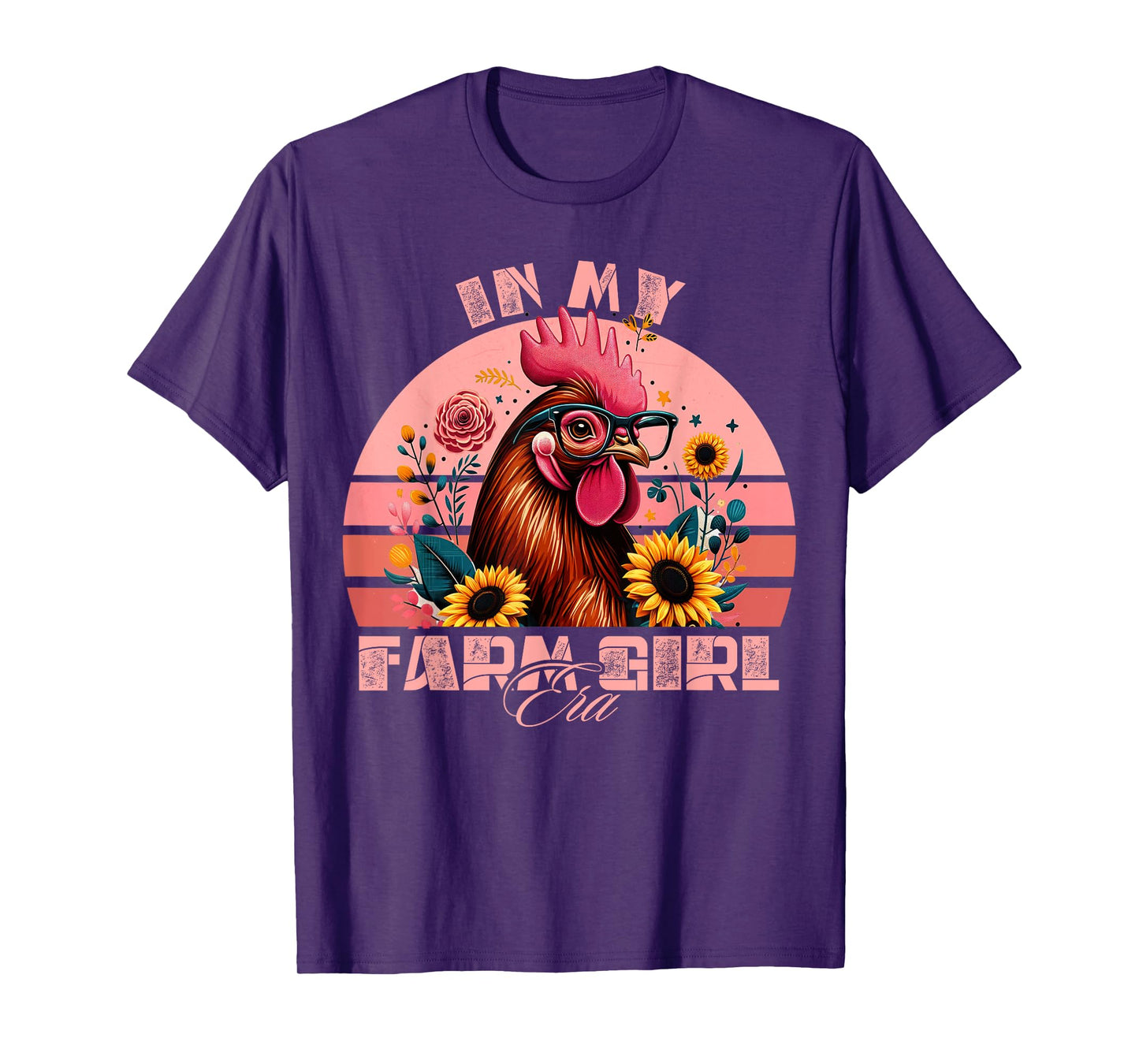In My Farm Girl Era Cute Retro Chicken and Flowers Farm Life T-Shirt