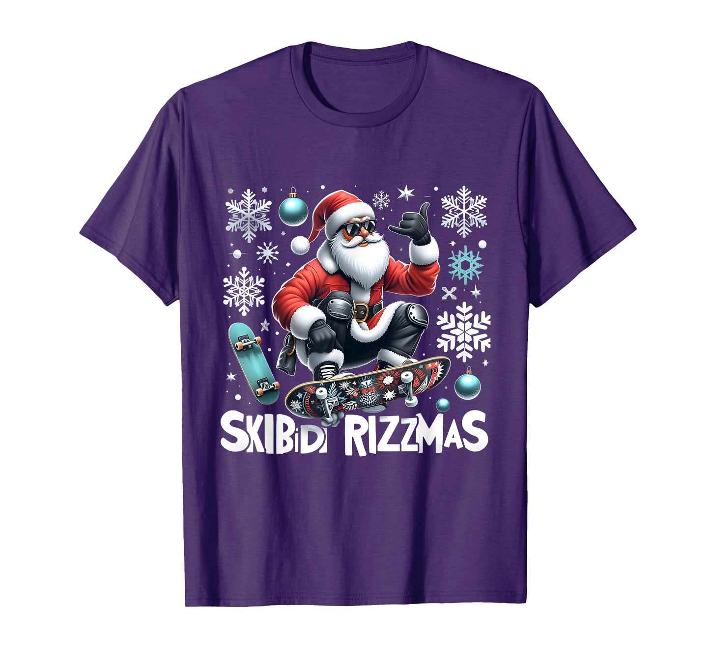 Skibidi Rizzmas Xmas Holiday Skibidi Rizzmas Skater Santa T-Shirt