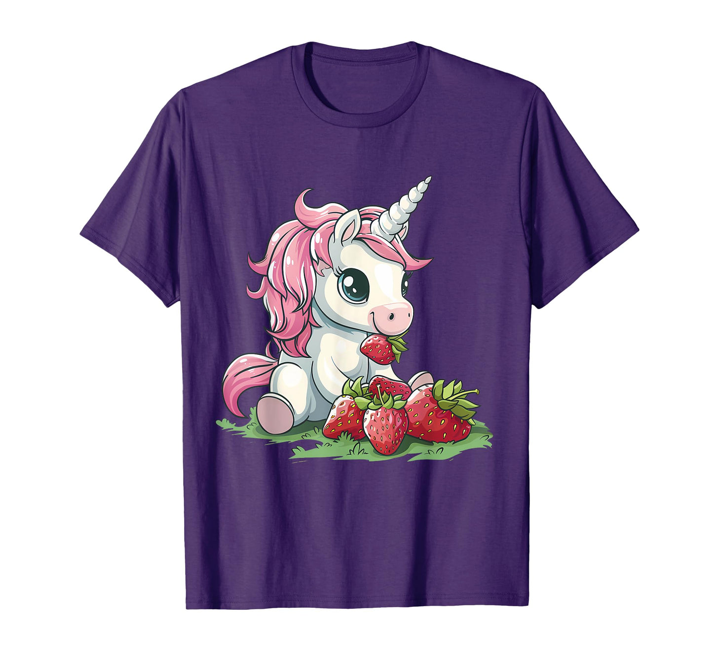 Strawberry Unicorn Cute Strawberries Drawing Motif T-Shirt