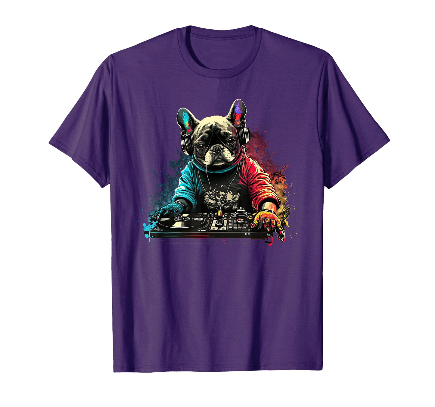 Funny French Bulldog Frenchie DJ Electronic EDM music T-Shirt