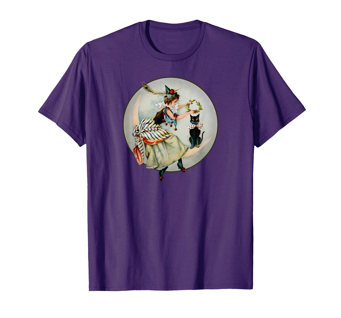 The Black Cat Magazine Vintage Halloween Woman And Cat T-Shirt