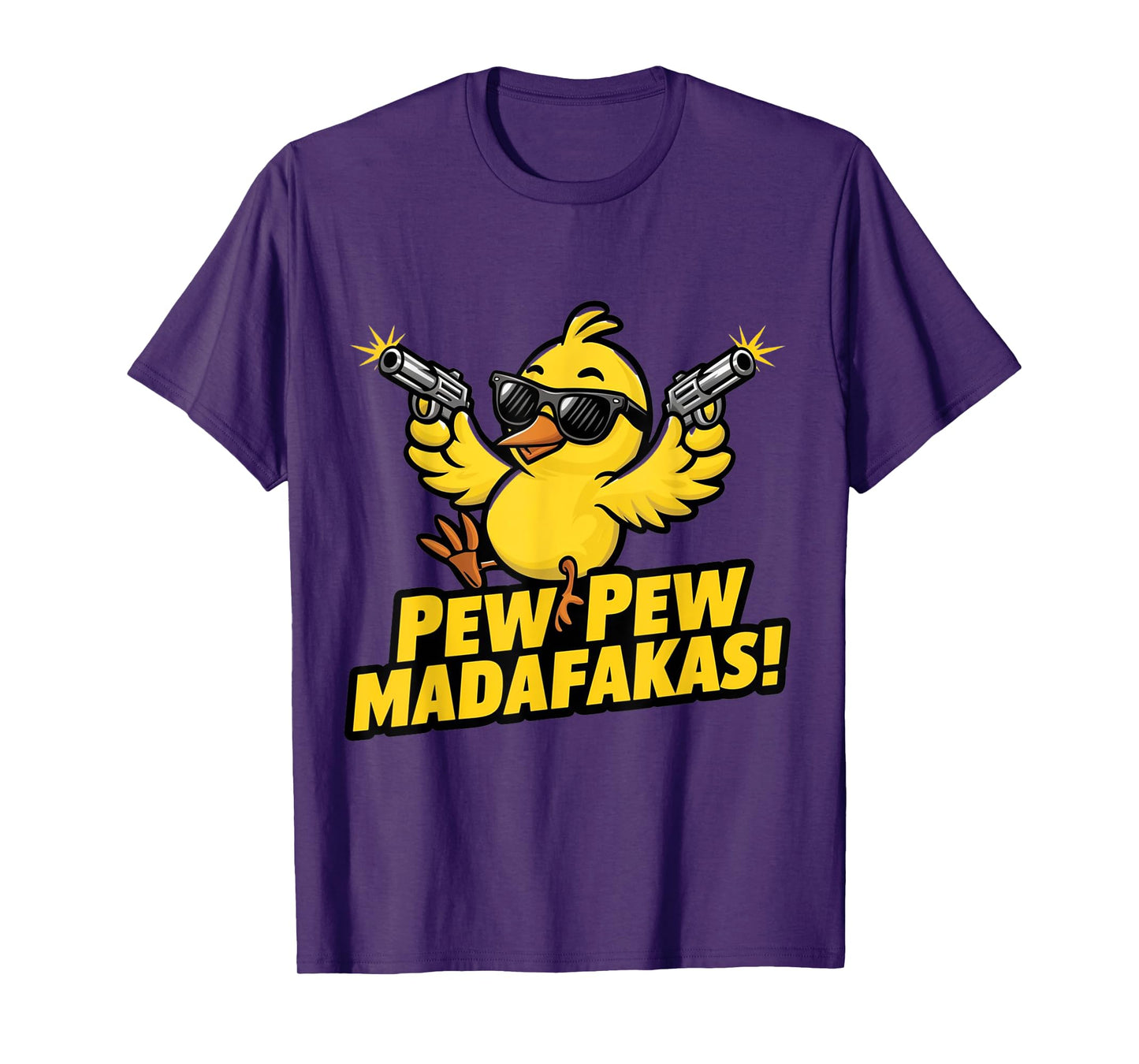 Pew Madafakas Pew Retro Chick with Guns for Duck Enthusiasts T-Shirt
