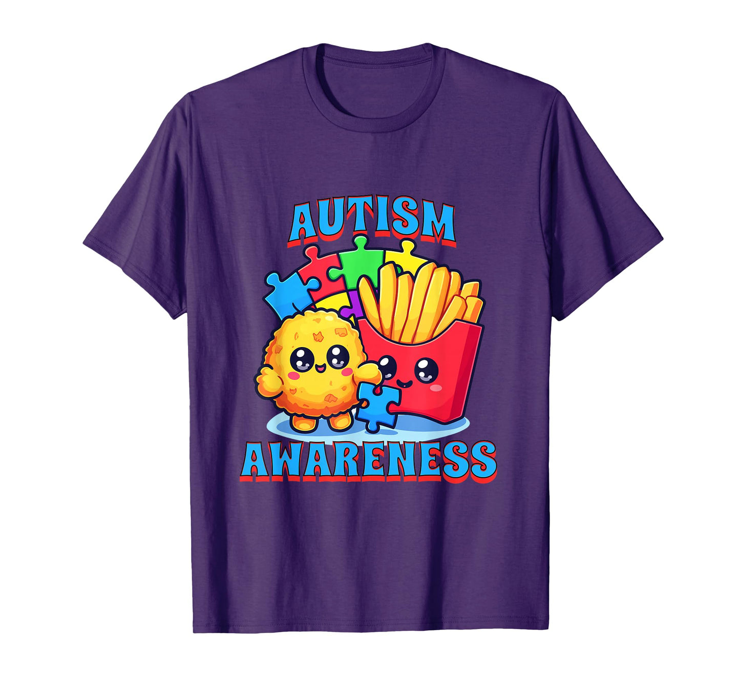 Chicken Nugget and French Fries Autism Awareness T-Shirt