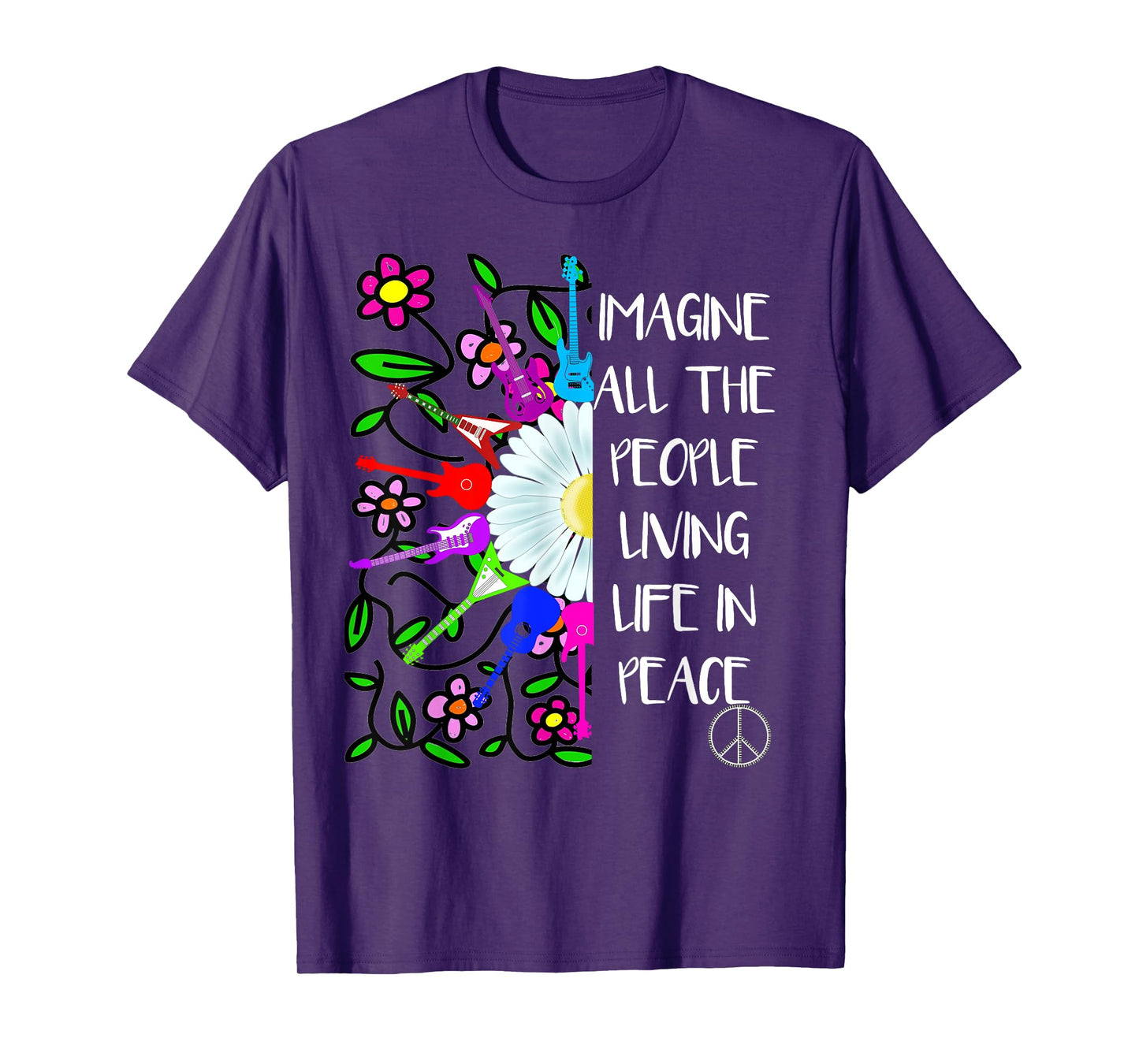 Imagine Peace Groovy Hippie Colorful 70s Folk Rock Music T-Shirt