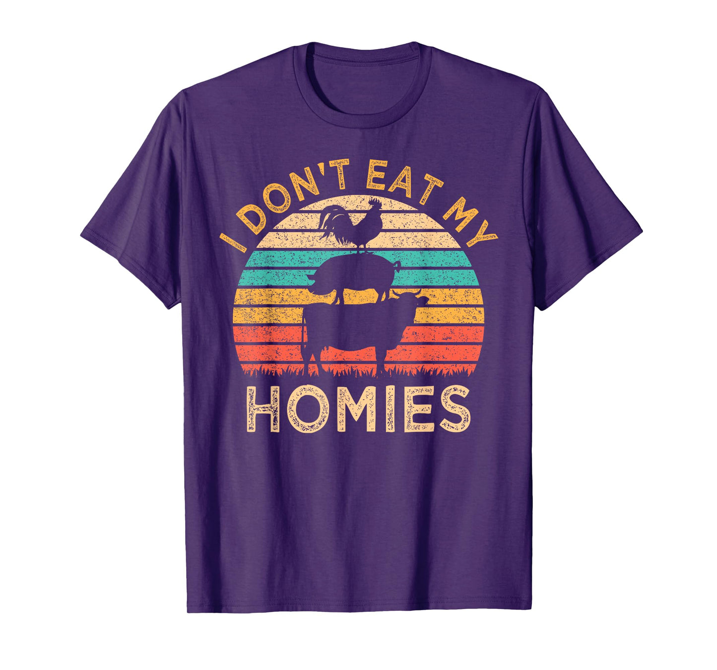 Vegetarian I Don't Eat My Homies Funny Vegan Retro T-Shirt
