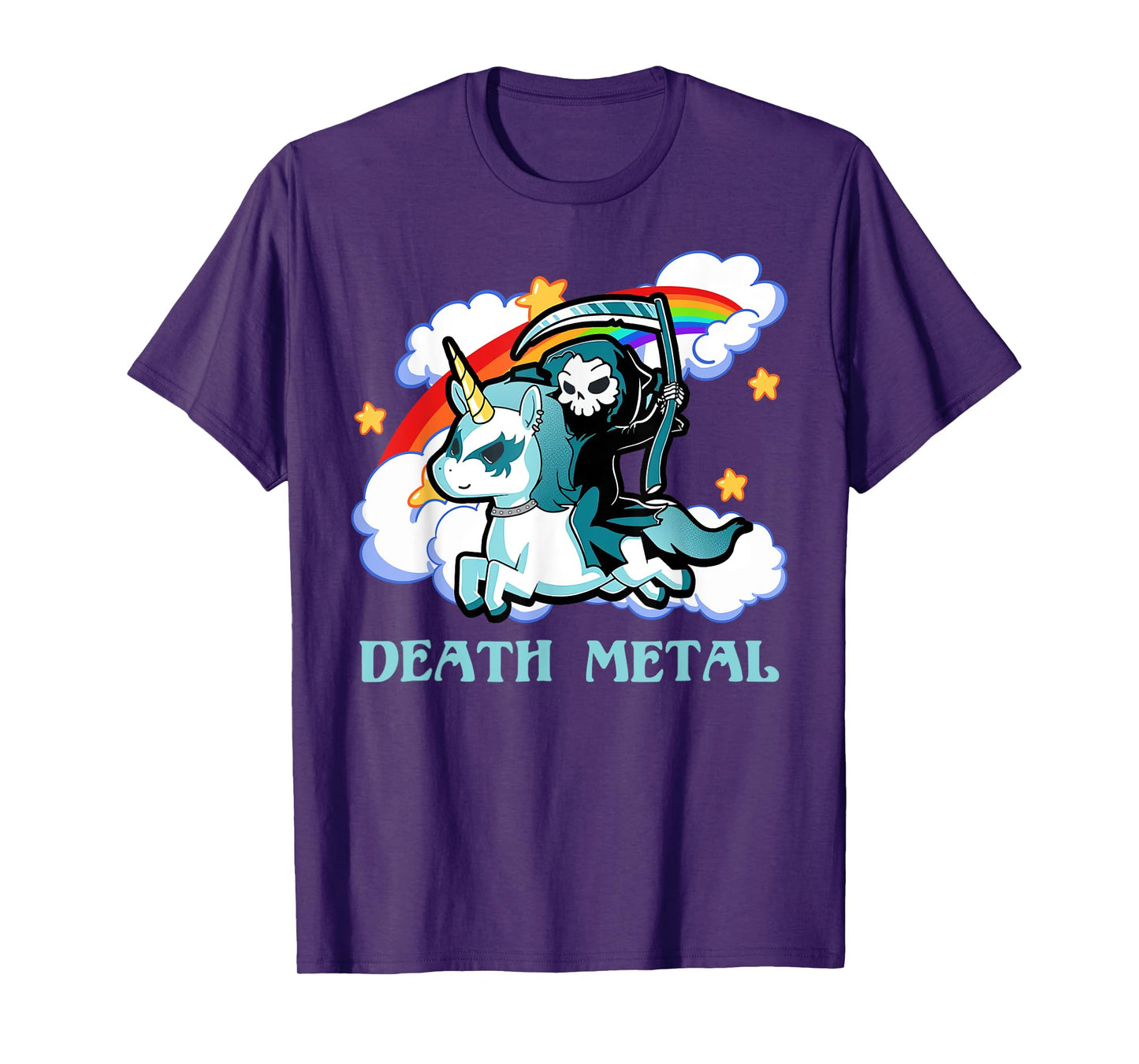 Funny Rainbow Skeleton Unicorn Death Metal Music Festival T-Shirt