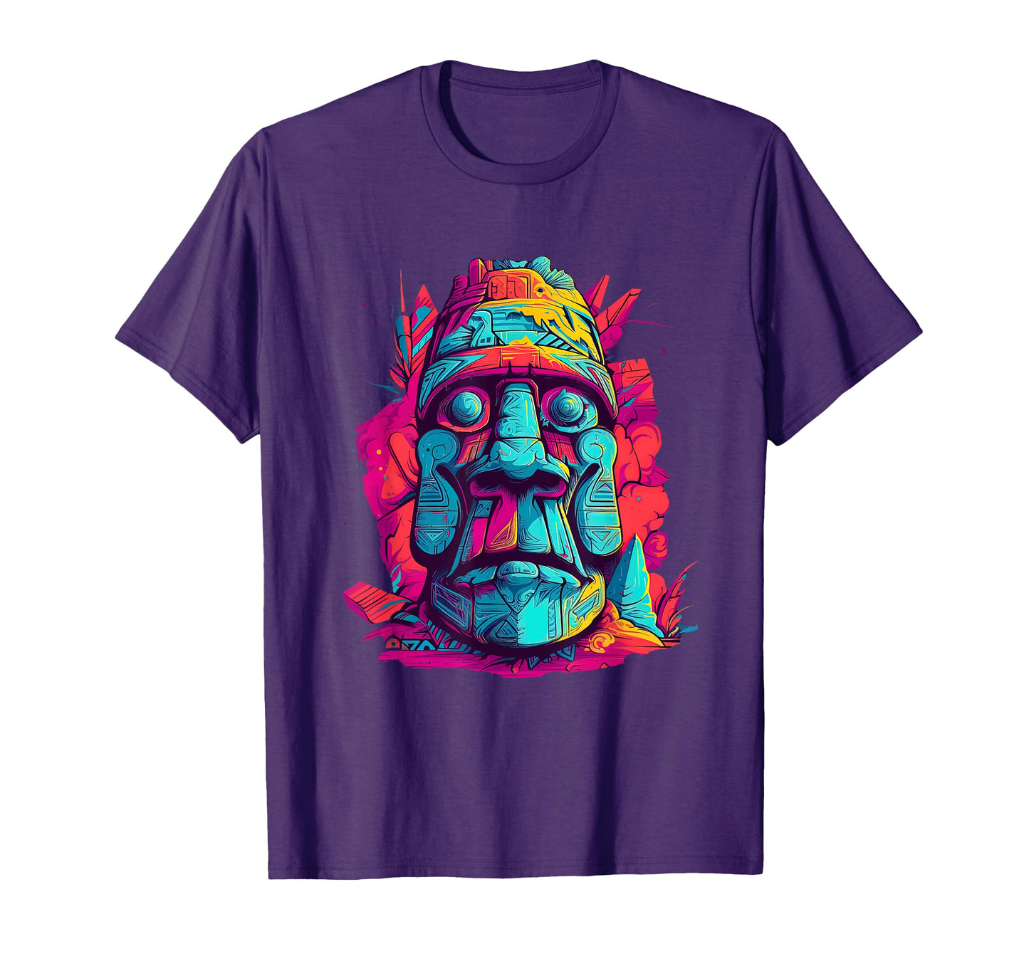 moai island colourful art usa us native american T-Shirt