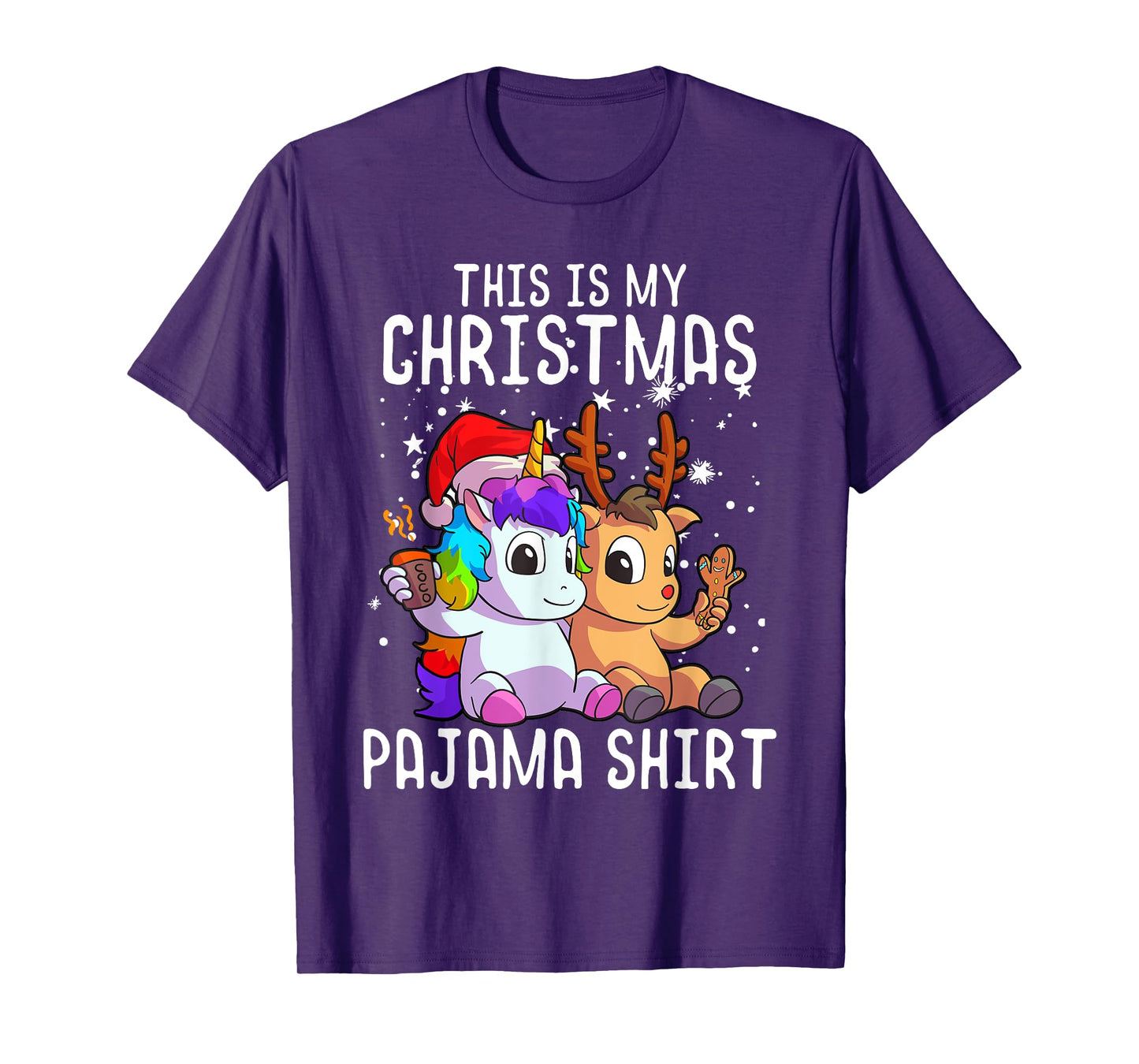 Unicorn Christmas Pajama Shirt Reindeer Unicorn Lover Gift T-Shirt