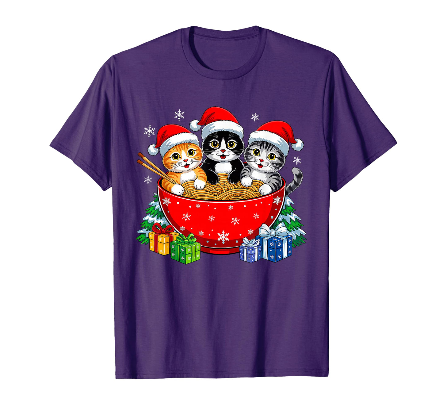 Christmas Cats Ramen Kitten Anime Xmas for Men Women Kids T-Shirt
