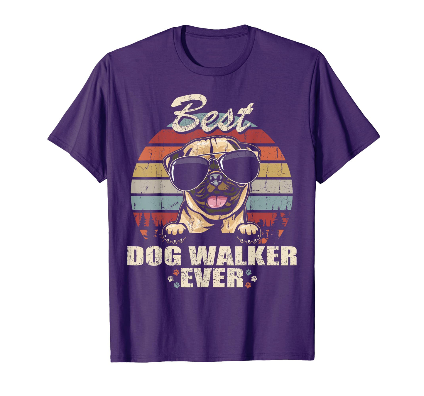 Pug Best Dog Walker Ever Funny Quote Vintage T-Shirt for Men Women Kids