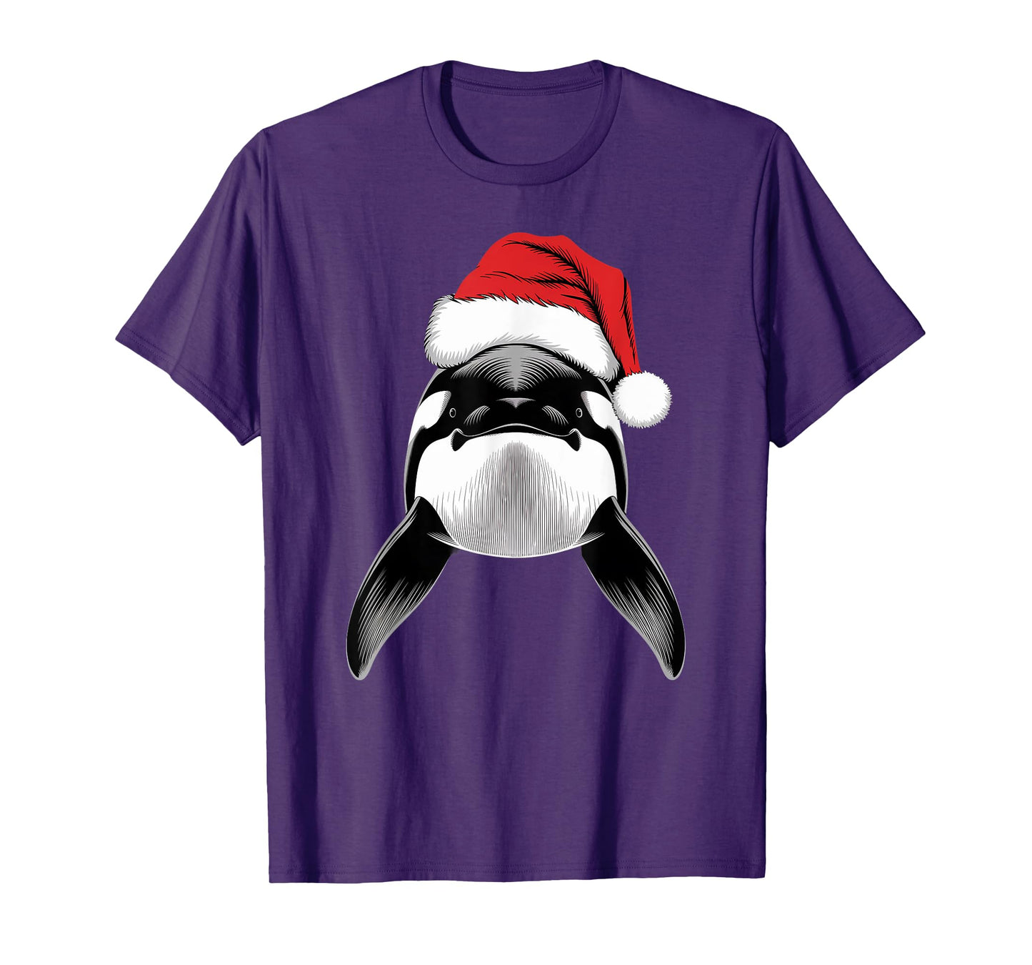 Joyful Orca Santa on Orca Christmas T-Shirt