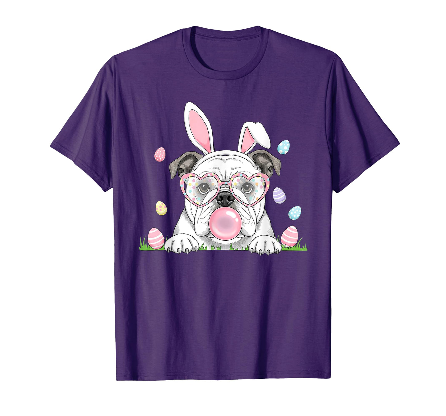 English Bulldog Bunny Bubble Gum Easter Day Womens Mens Kids T-Shirt