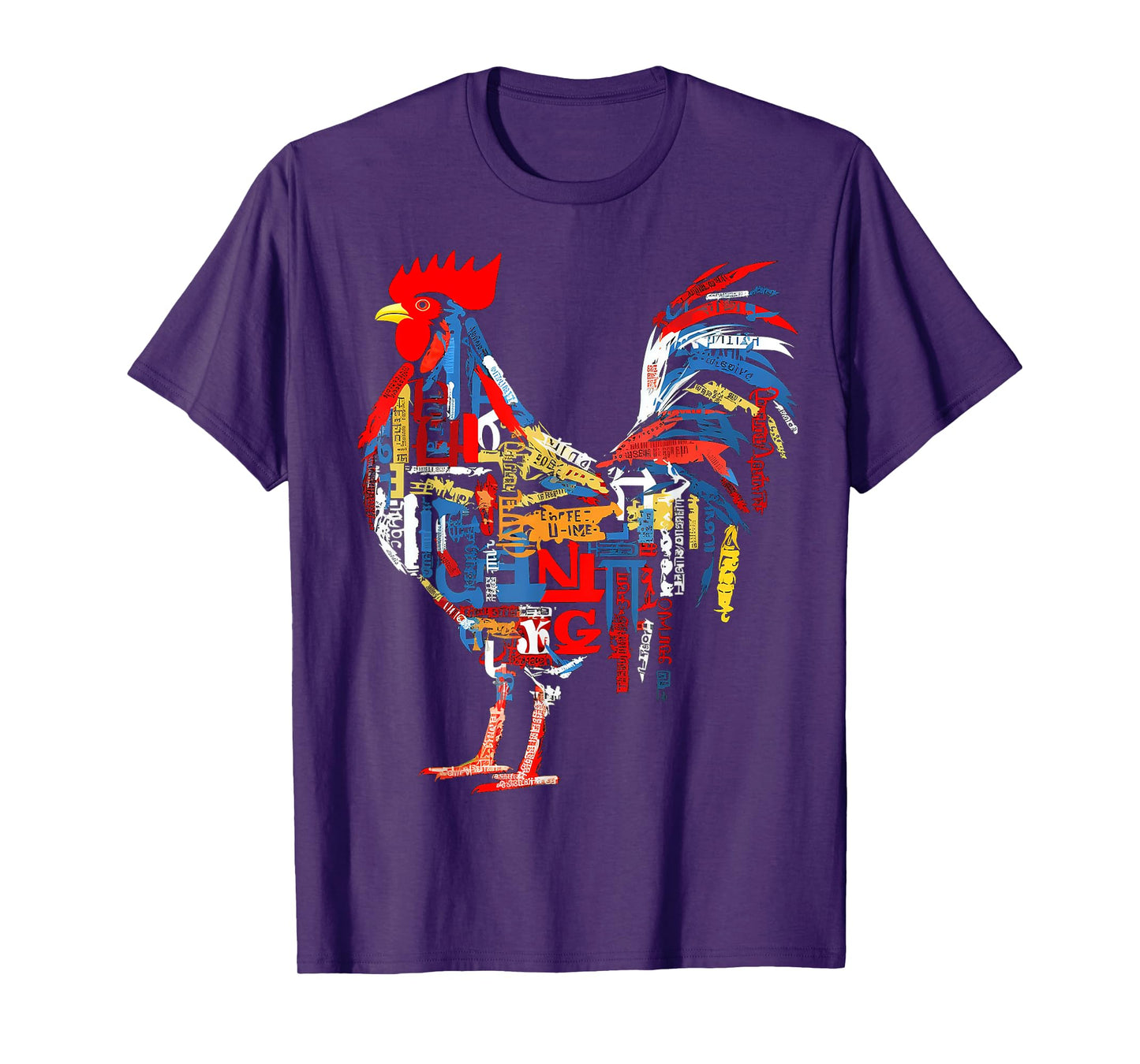 @n!mal Chicken Farm Text Colorful Art Abstract Graphic Chicken T-Shirt, Small